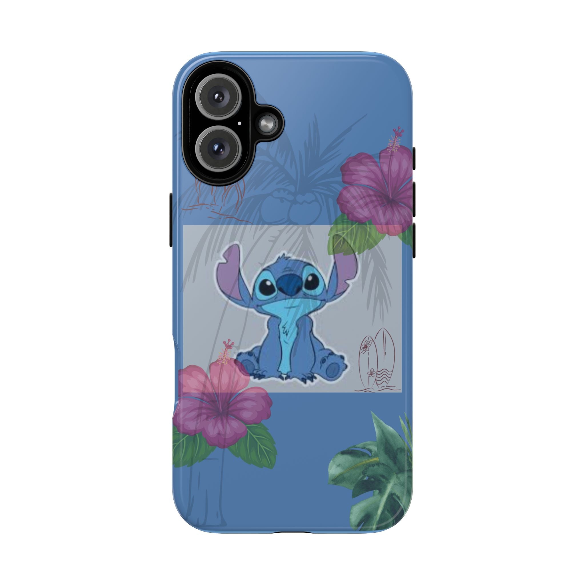Stitch Tropical Tough Phone Case – Hawaiian Hibiscus Surfboard Design