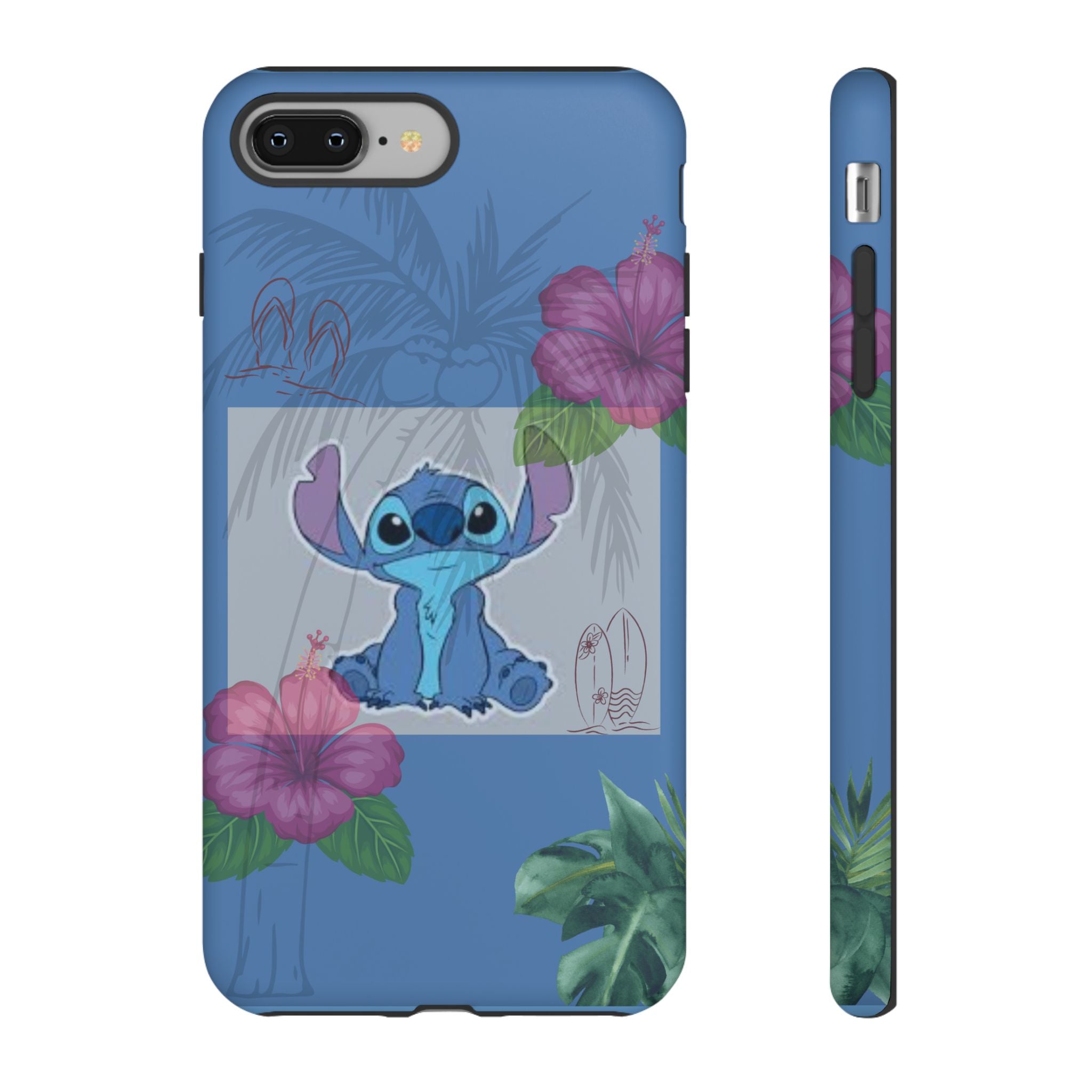 Stitch Tropical Tough Phone Case – Hawaiian Hibiscus Surfboard Design