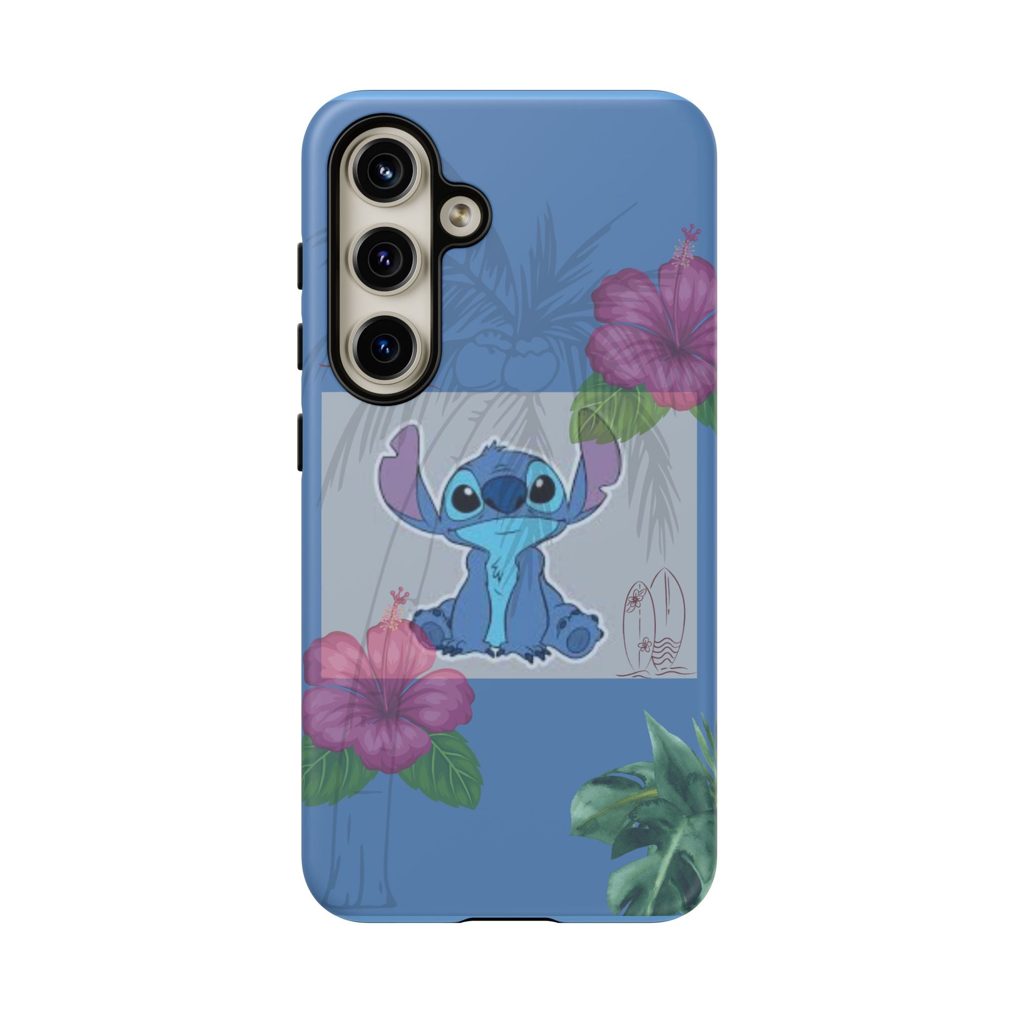 Stitch Tropical Tough Phone Case – Hawaiian Hibiscus Surfboard Design