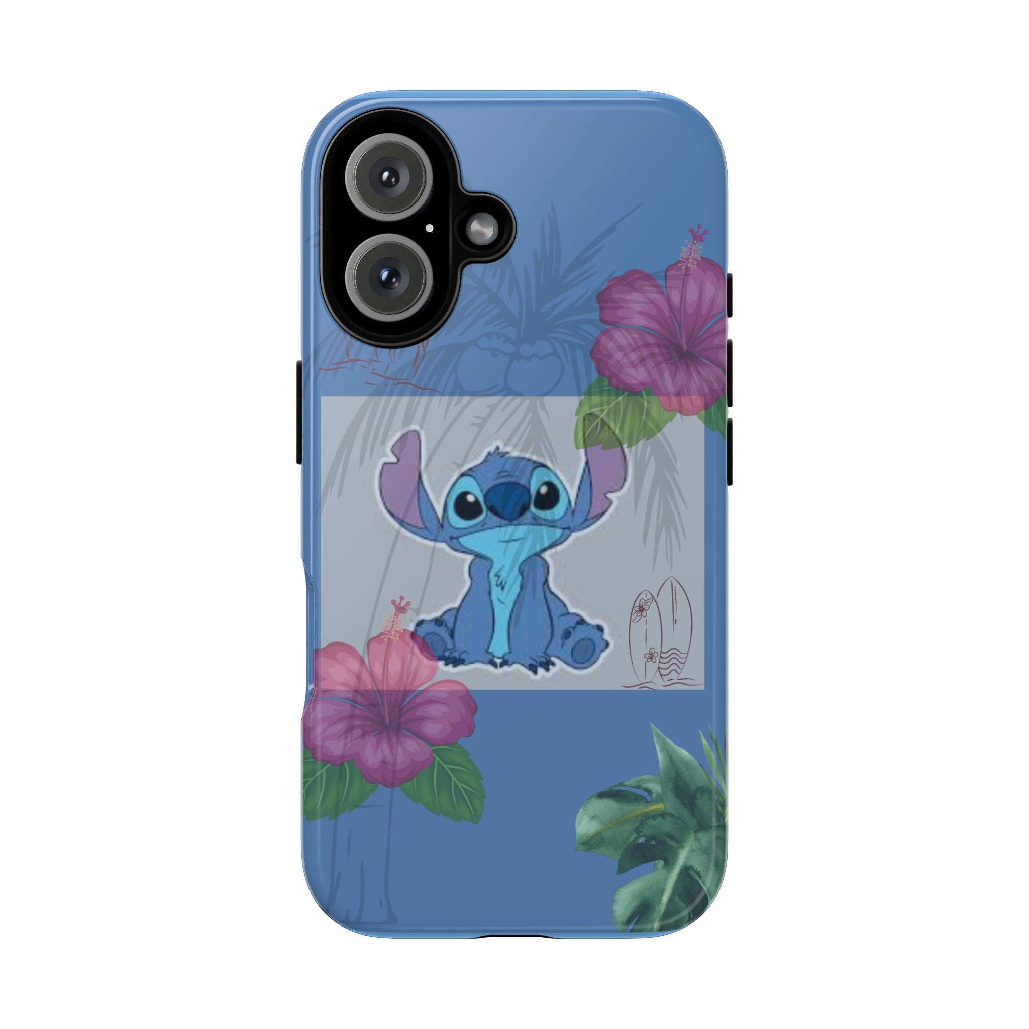 Stitch Tropical Tough Phone Case – Hawaiian Hibiscus Surfboard Design