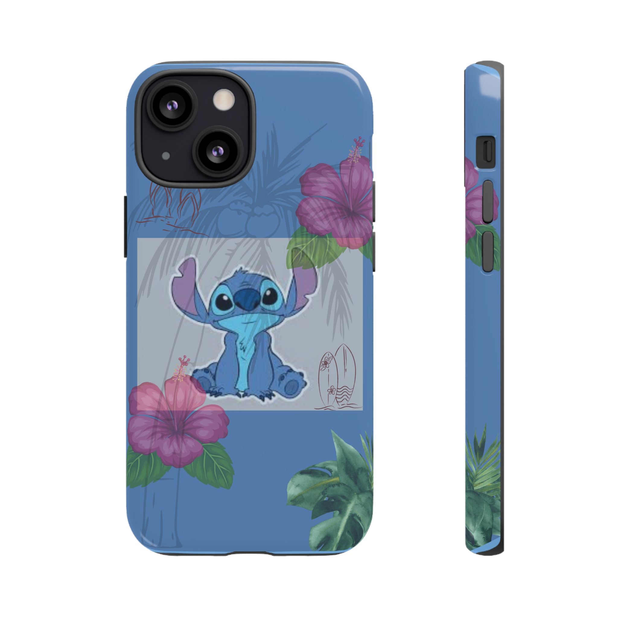 Stitch Tropical Tough Phone Case – Hawaiian Hibiscus Surfboard Design