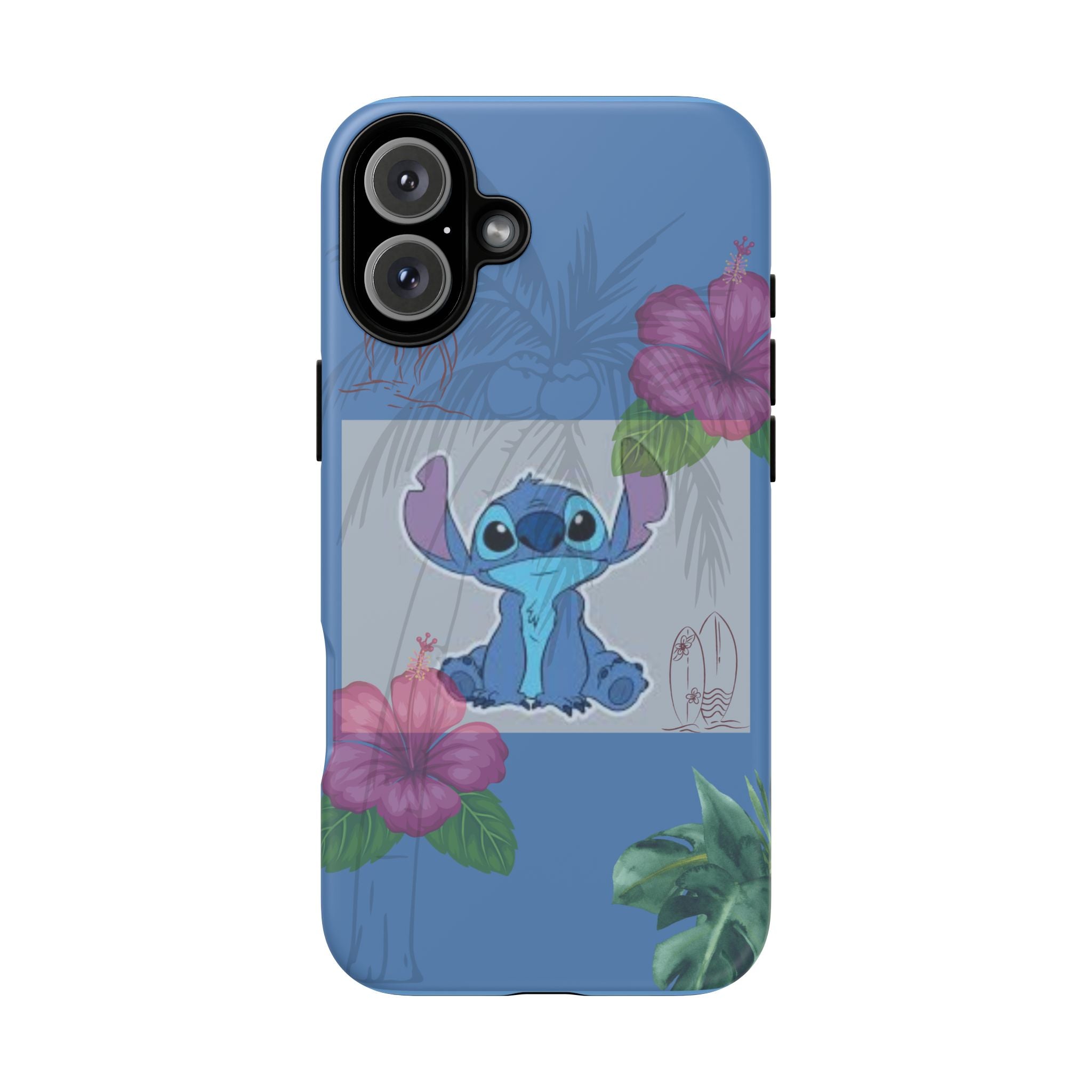 Stitch Tropical Tough Phone Case – Hawaiian Hibiscus Surfboard Design