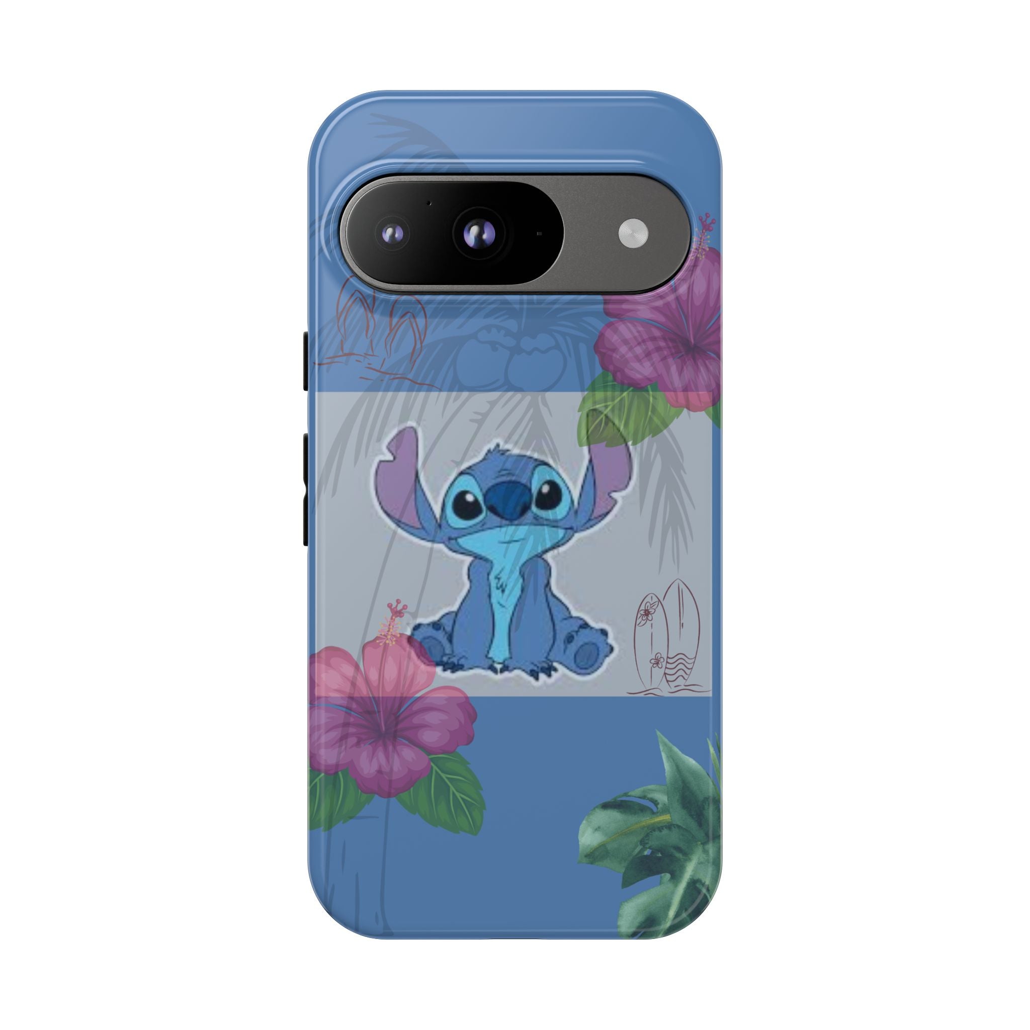 Stitch Tropical Tough Phone Case – Hawaiian Hibiscus Surfboard Design