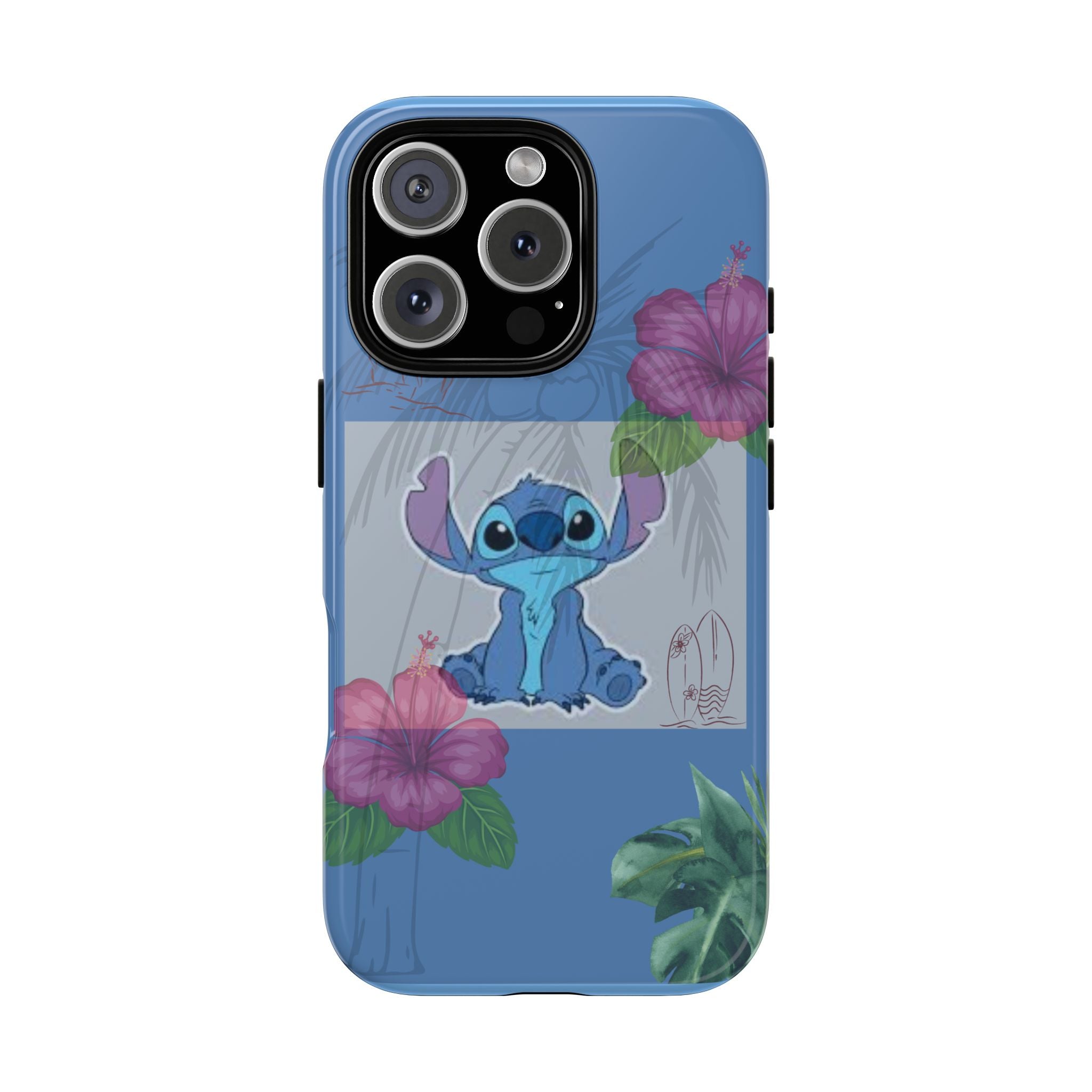 Stitch Tropical Tough Phone Case – Hawaiian Hibiscus Surfboard Design