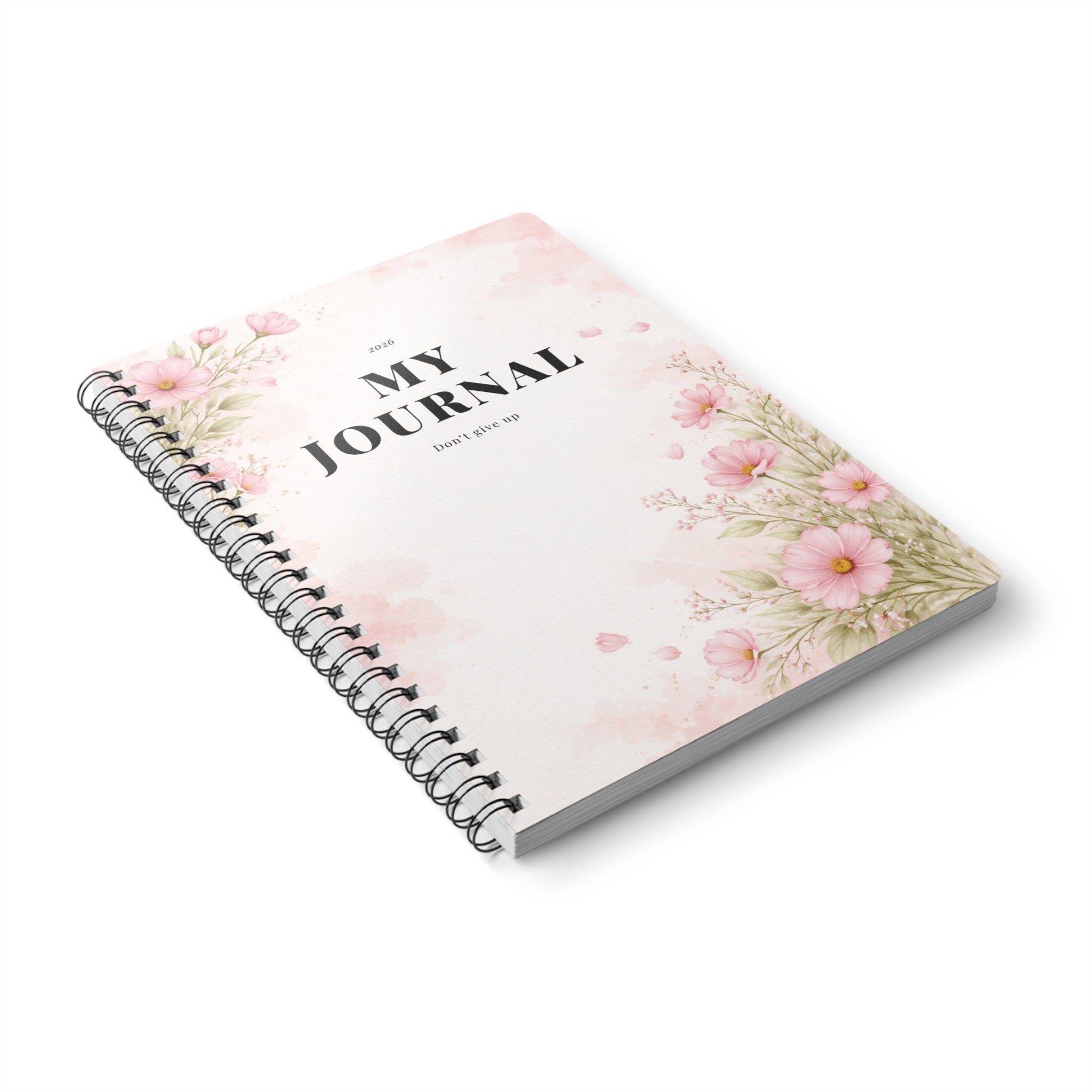 Floral A5 Wirobound Journal — "My Journal" Pink Blossom Spiral Notebook