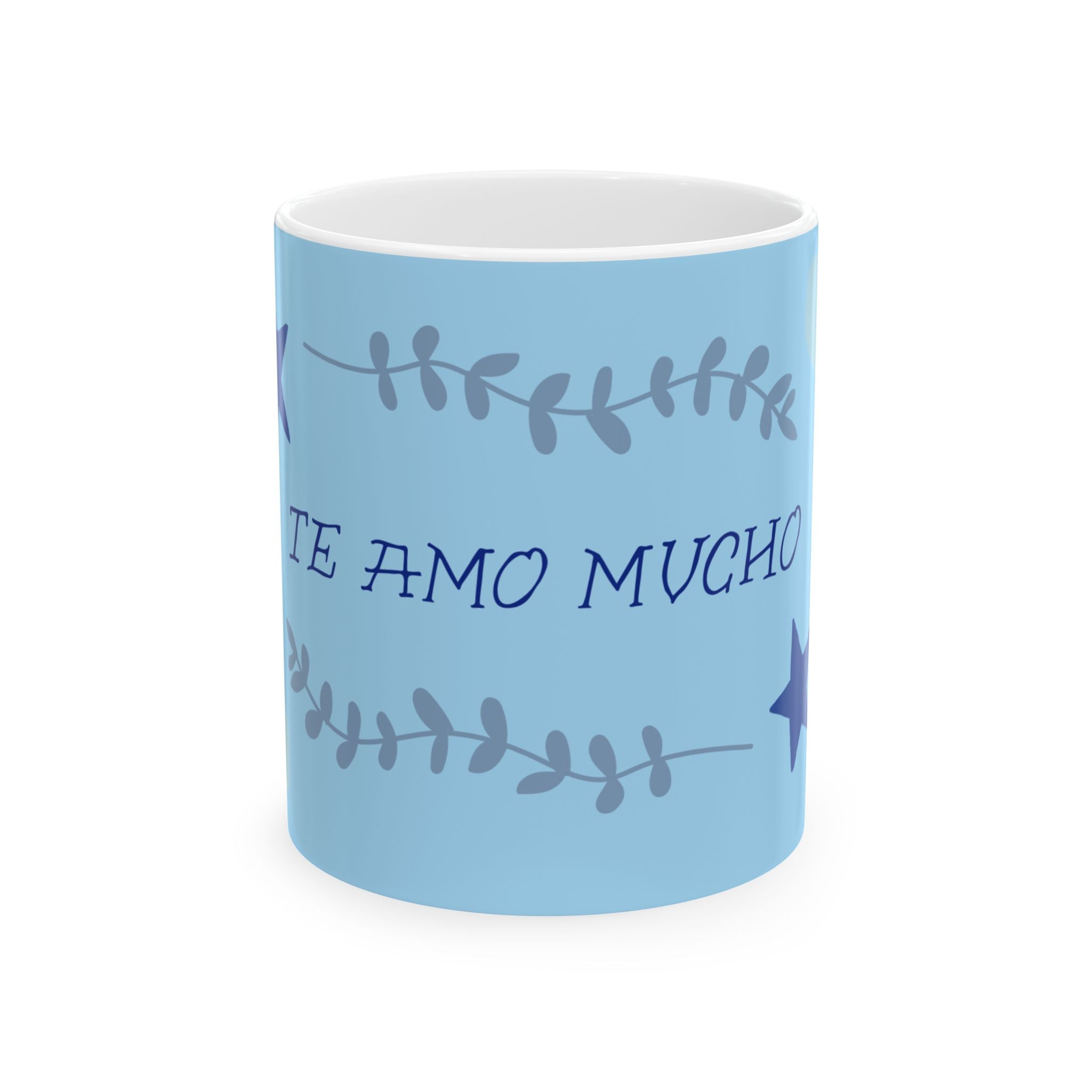 Te Amo Mucho Blue Ceramic Mug — Romantic Spanish Love Gift (11oz, 15oz)