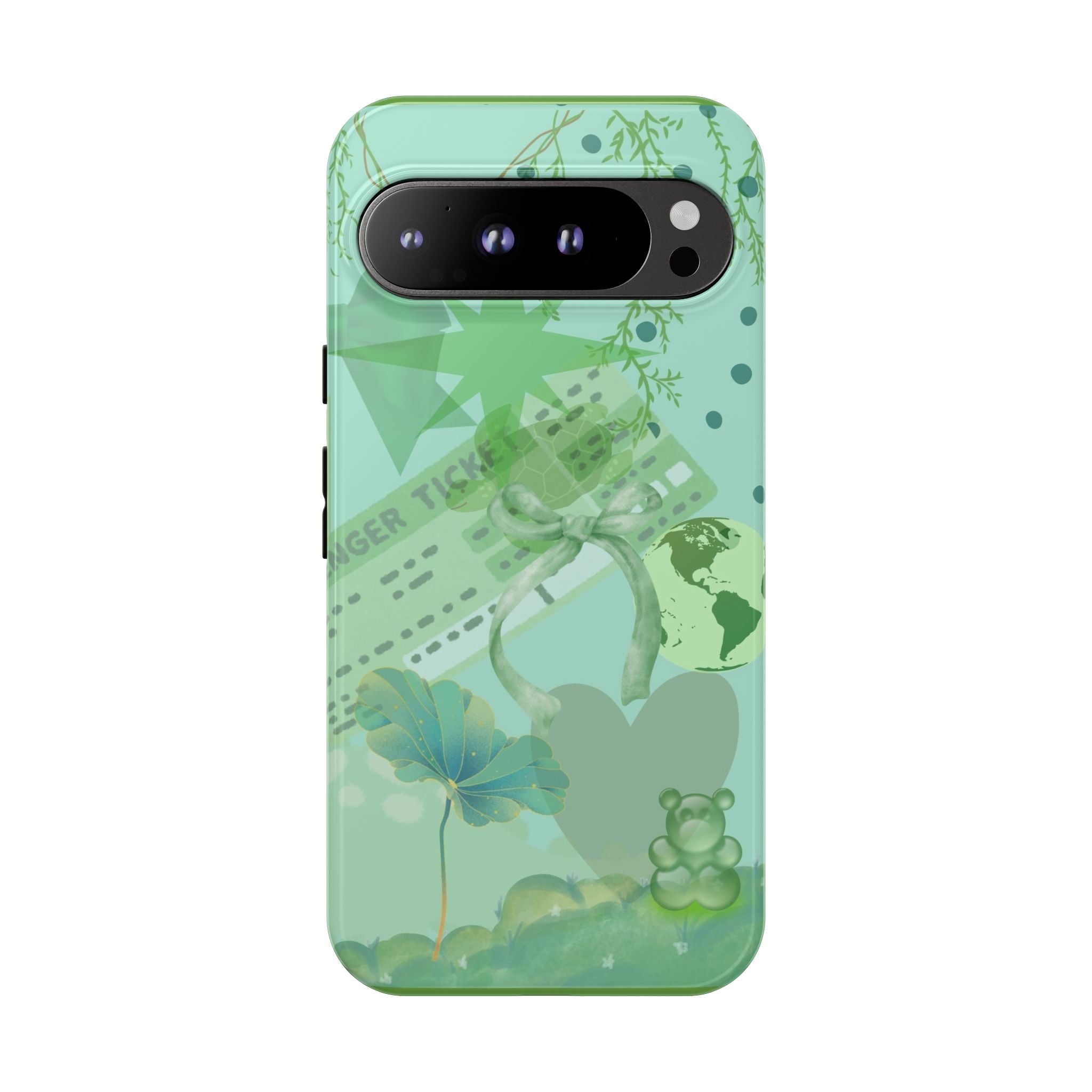 Green Dream Collage Phone Case — Floral Heart & Teddy Tough Case
