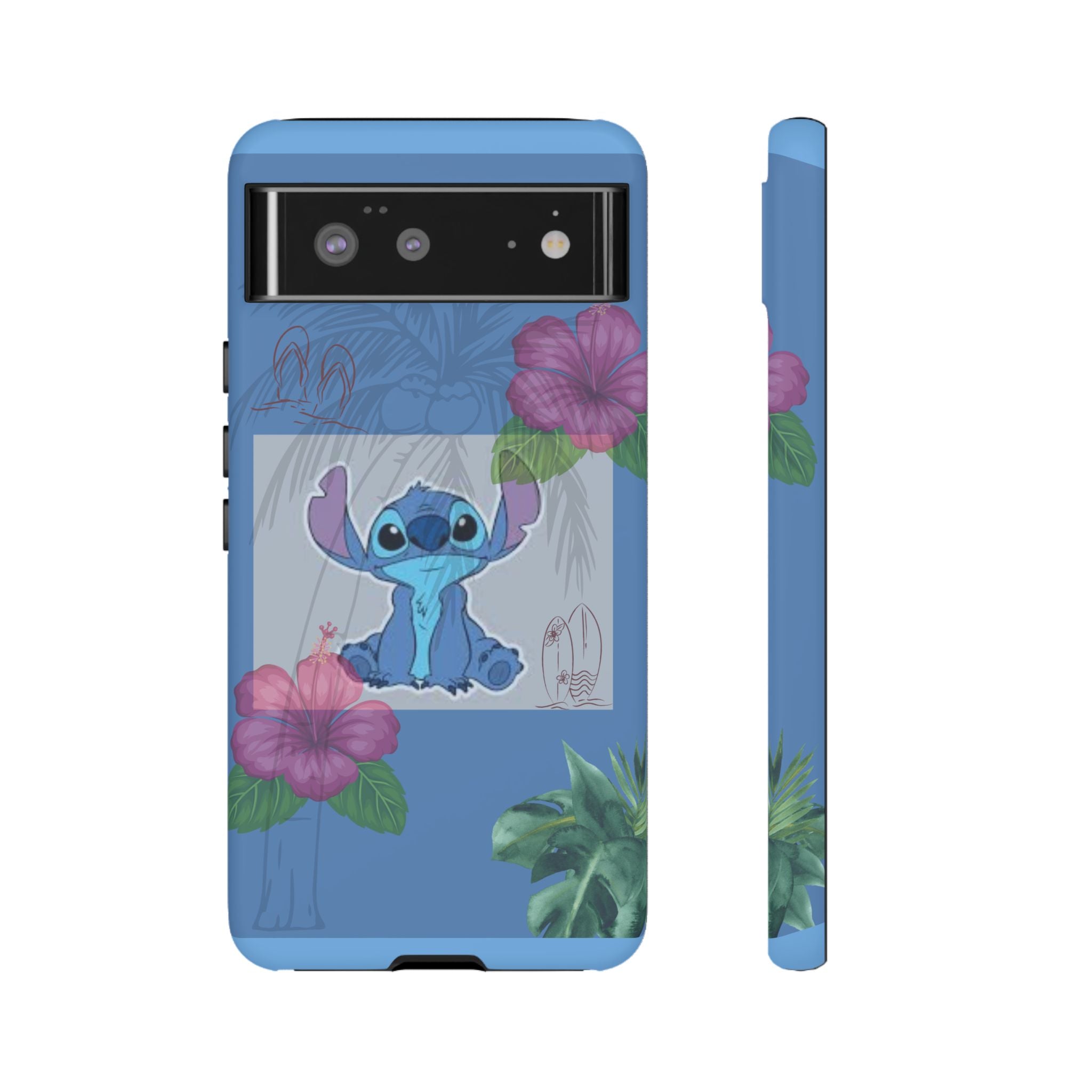 Stitch Tropical Tough Phone Case – Hawaiian Hibiscus Surfboard Design