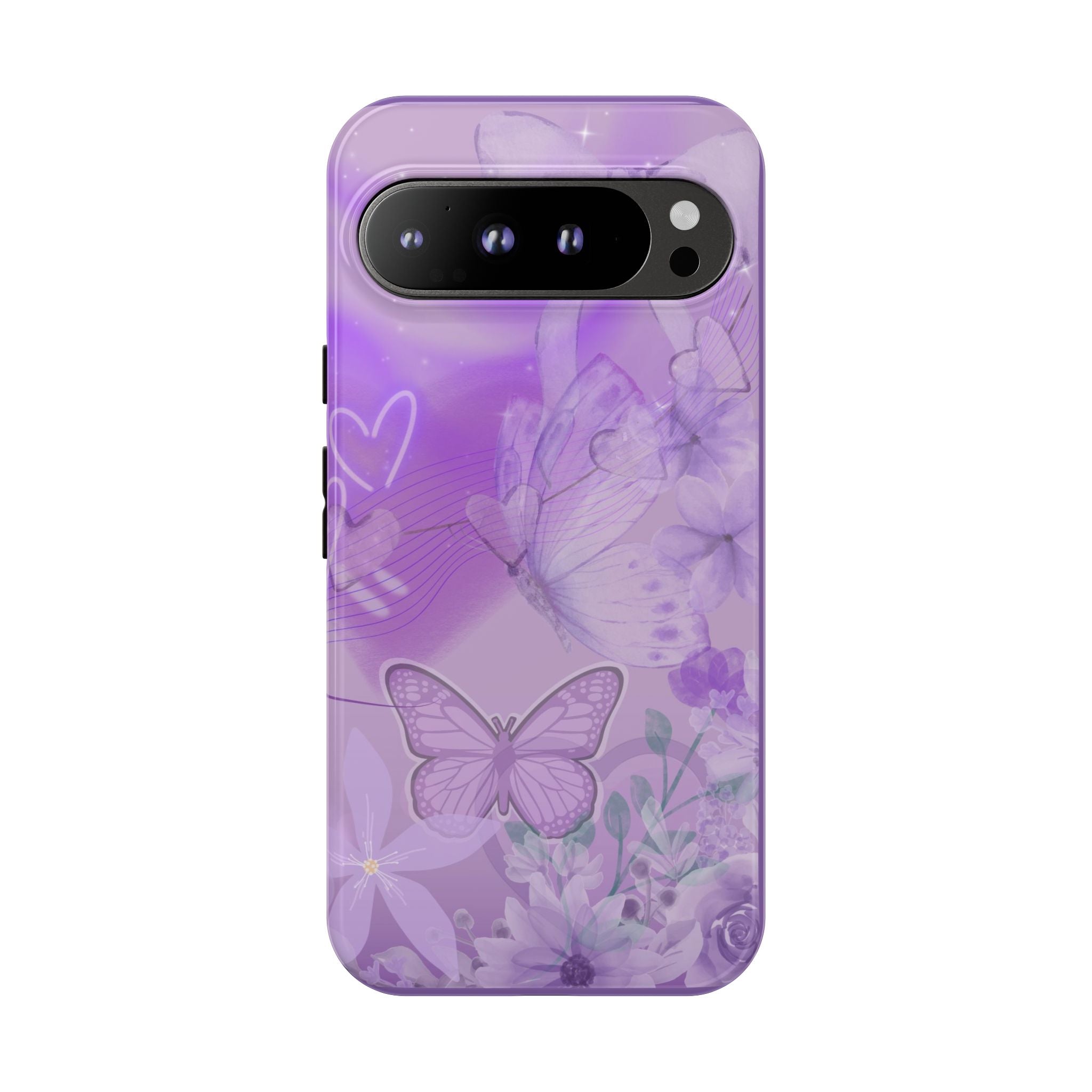 Purple Butterfly Tough Phone Case — Floral Protective iPhone Cover