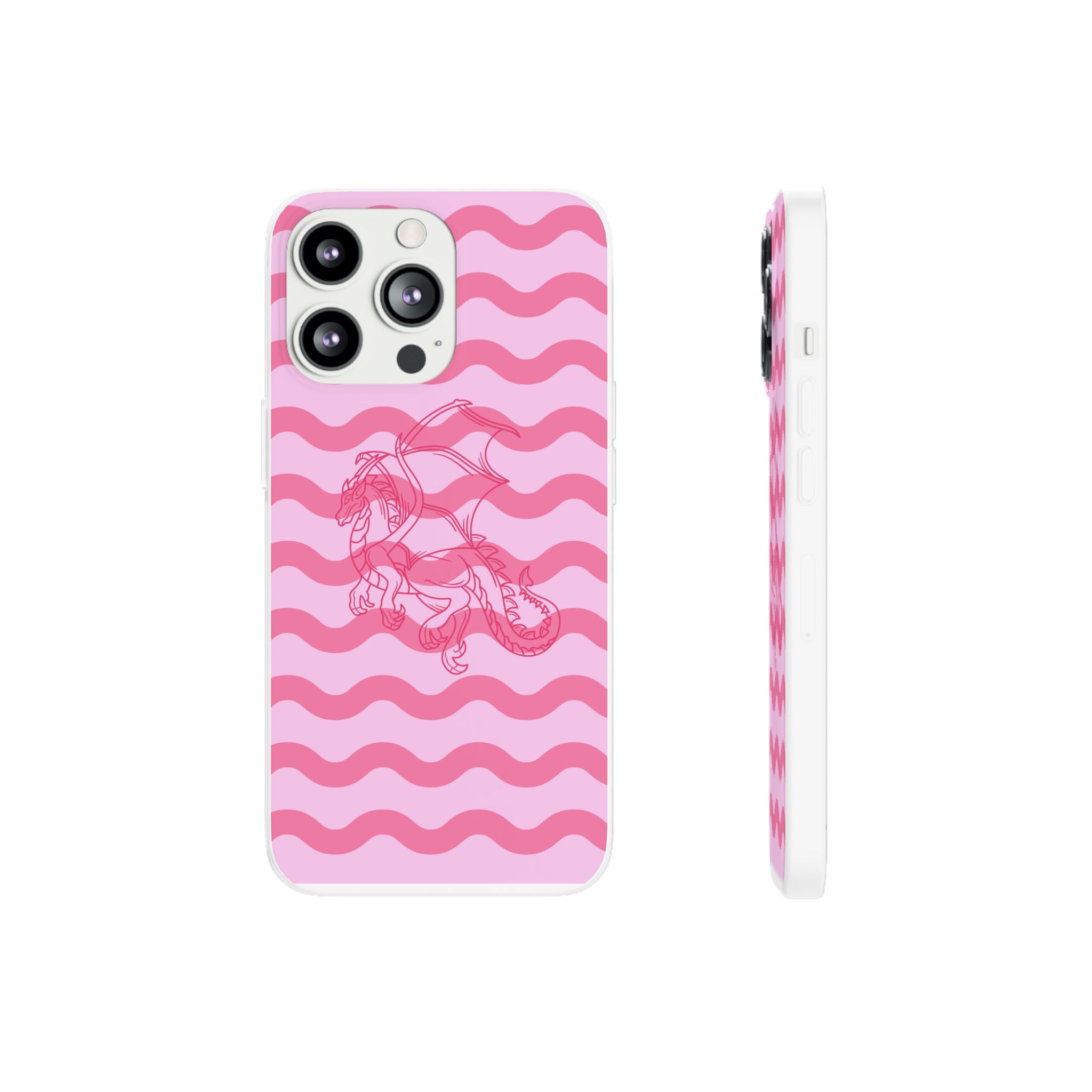 Pink Wave Dragon Phone Case – Cute Girly Patterned Flexi Case