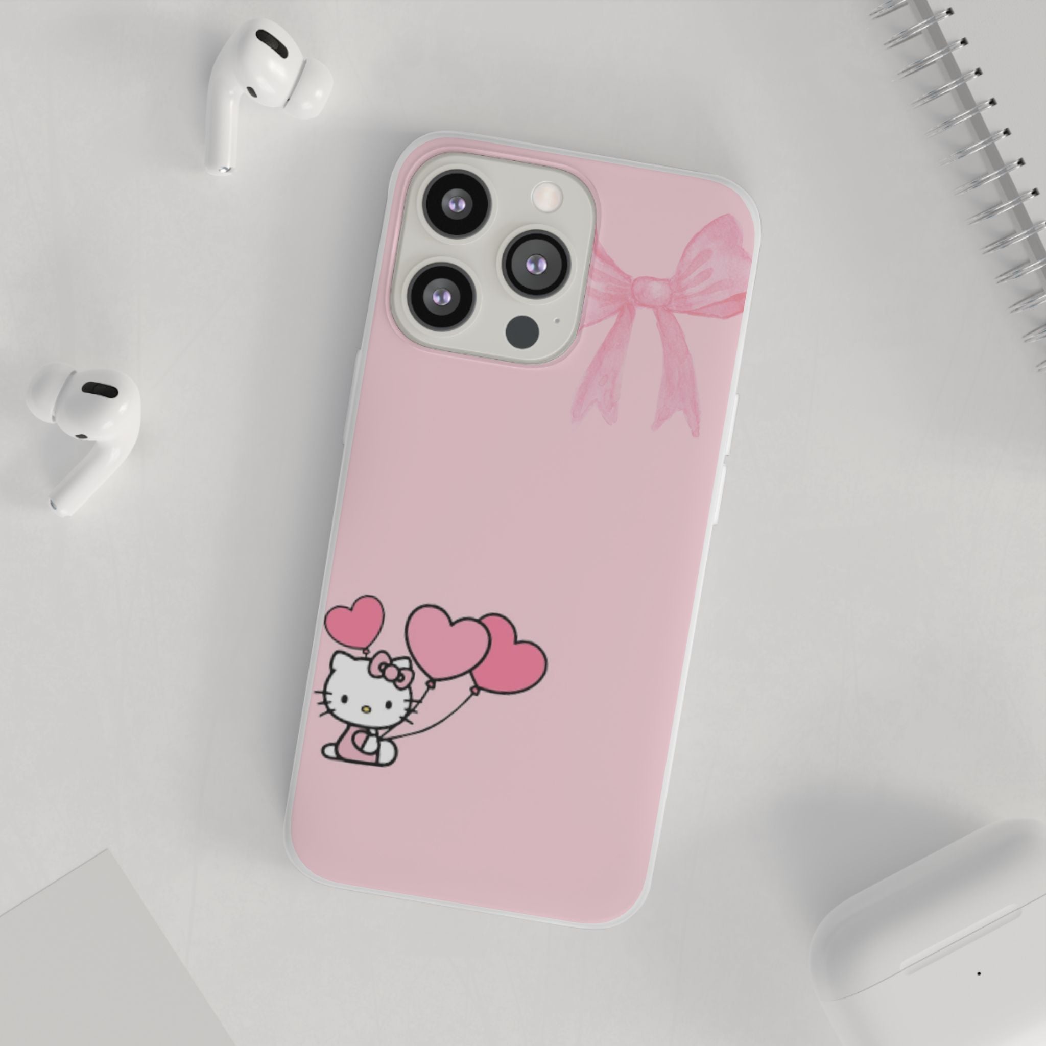 Pink Hello Kitty Heart Balloons Phone Case — Cute Bow Design for iPhone