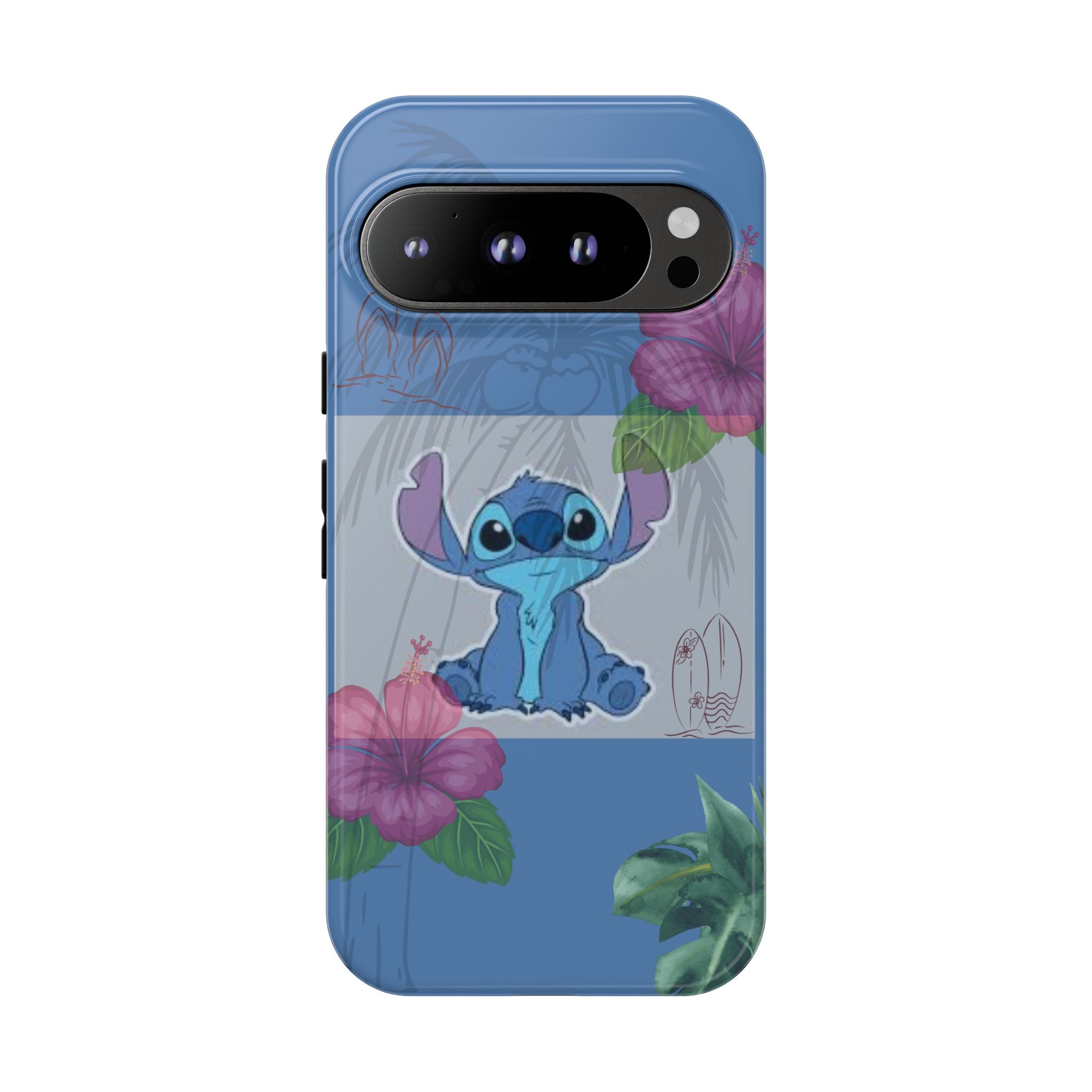 Stitch Tropical Tough Phone Case – Hawaiian Hibiscus Surfboard Design