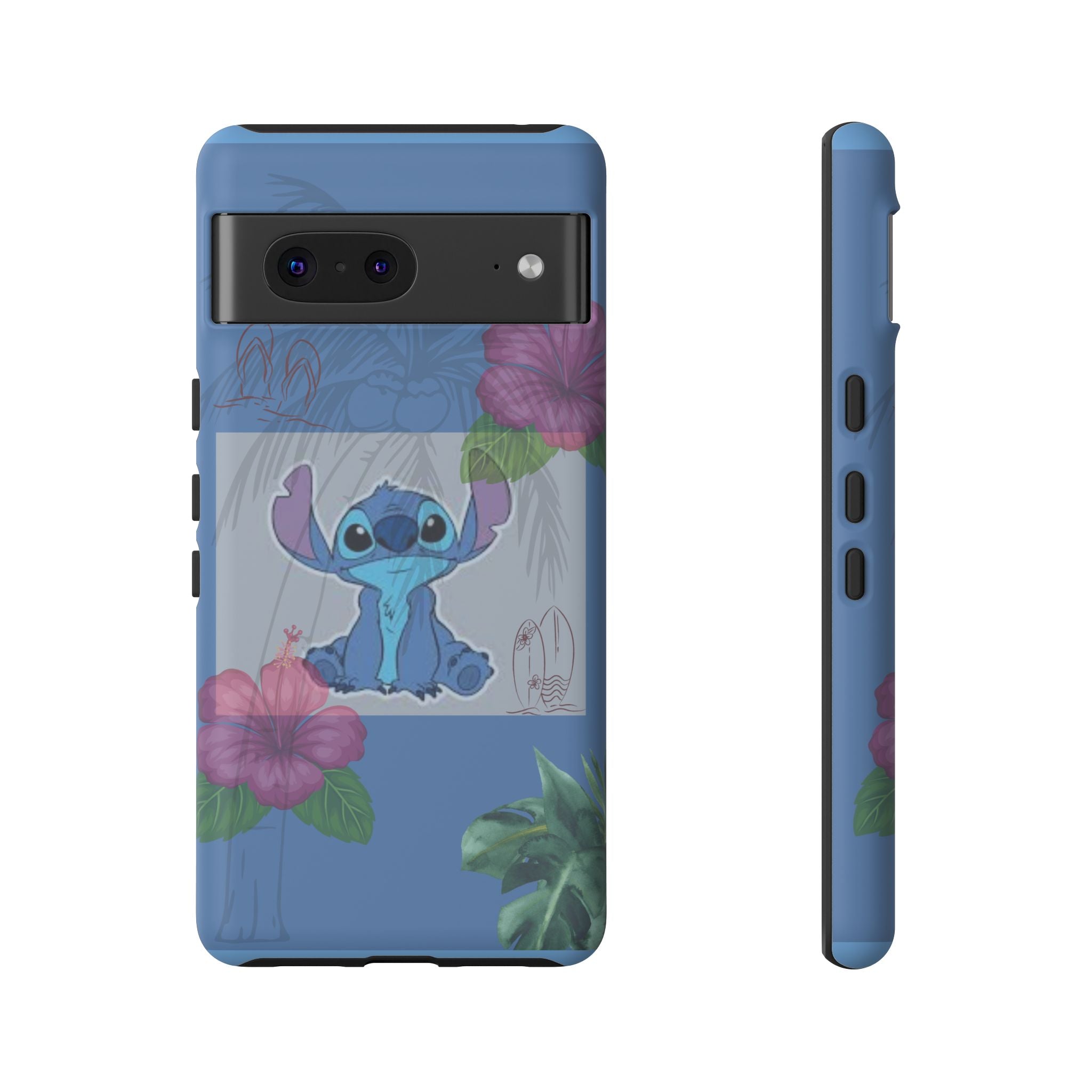 Stitch Tropical Tough Phone Case – Hawaiian Hibiscus Surfboard Design