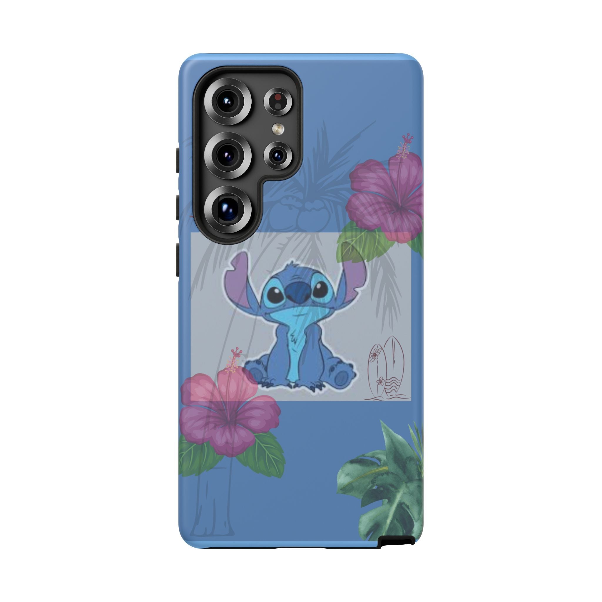 Stitch Tropical Tough Phone Case – Hawaiian Hibiscus Surfboard Design