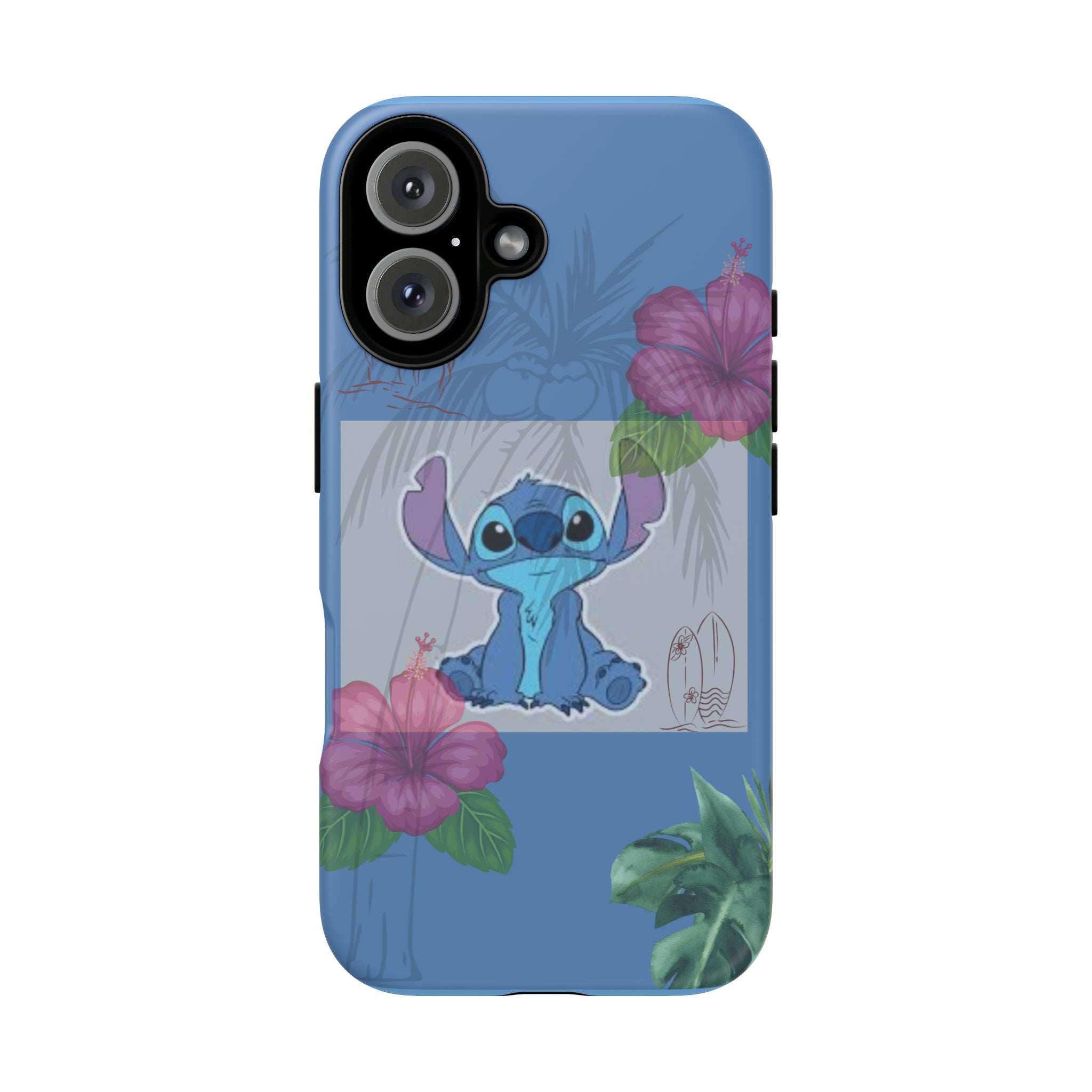 Stitch Tropical Tough Phone Case – Hawaiian Hibiscus Surfboard Design