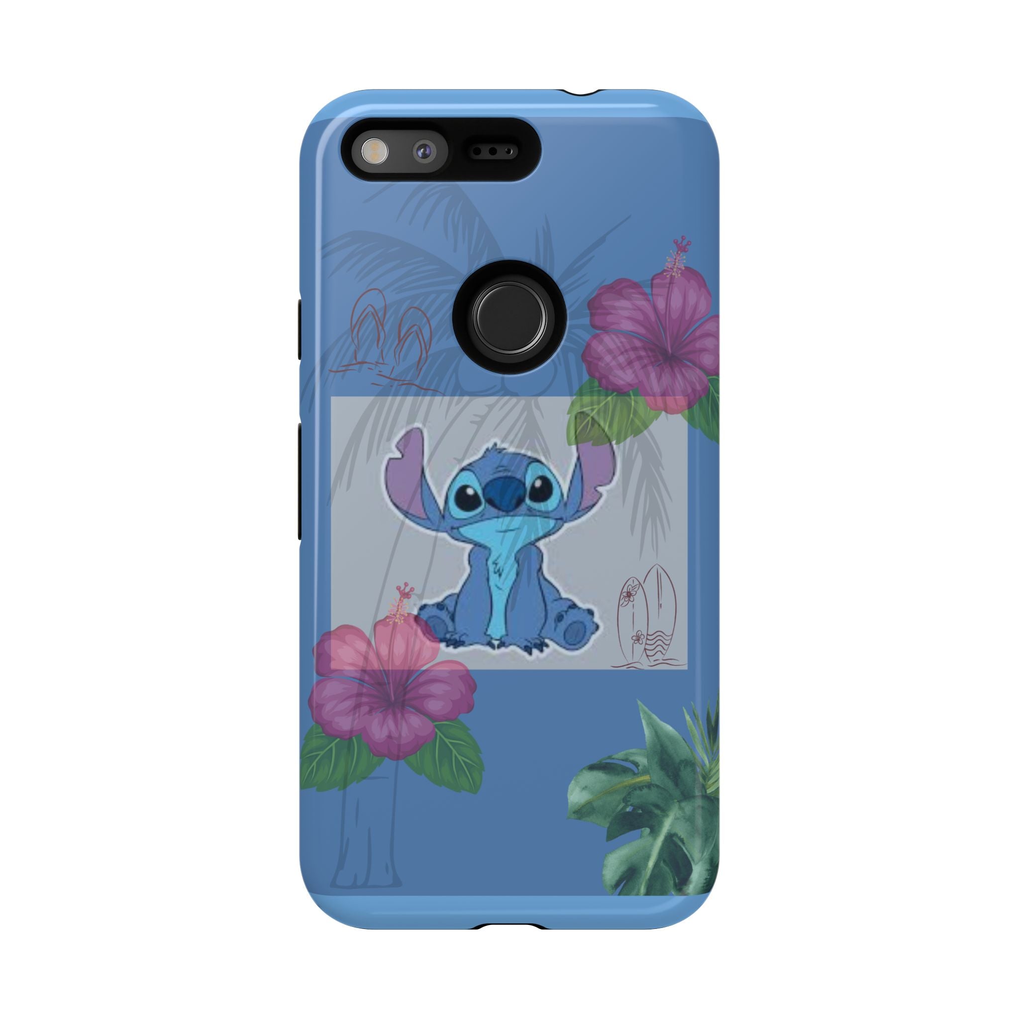 Stitch Tropical Tough Phone Case – Hawaiian Hibiscus Surfboard Design