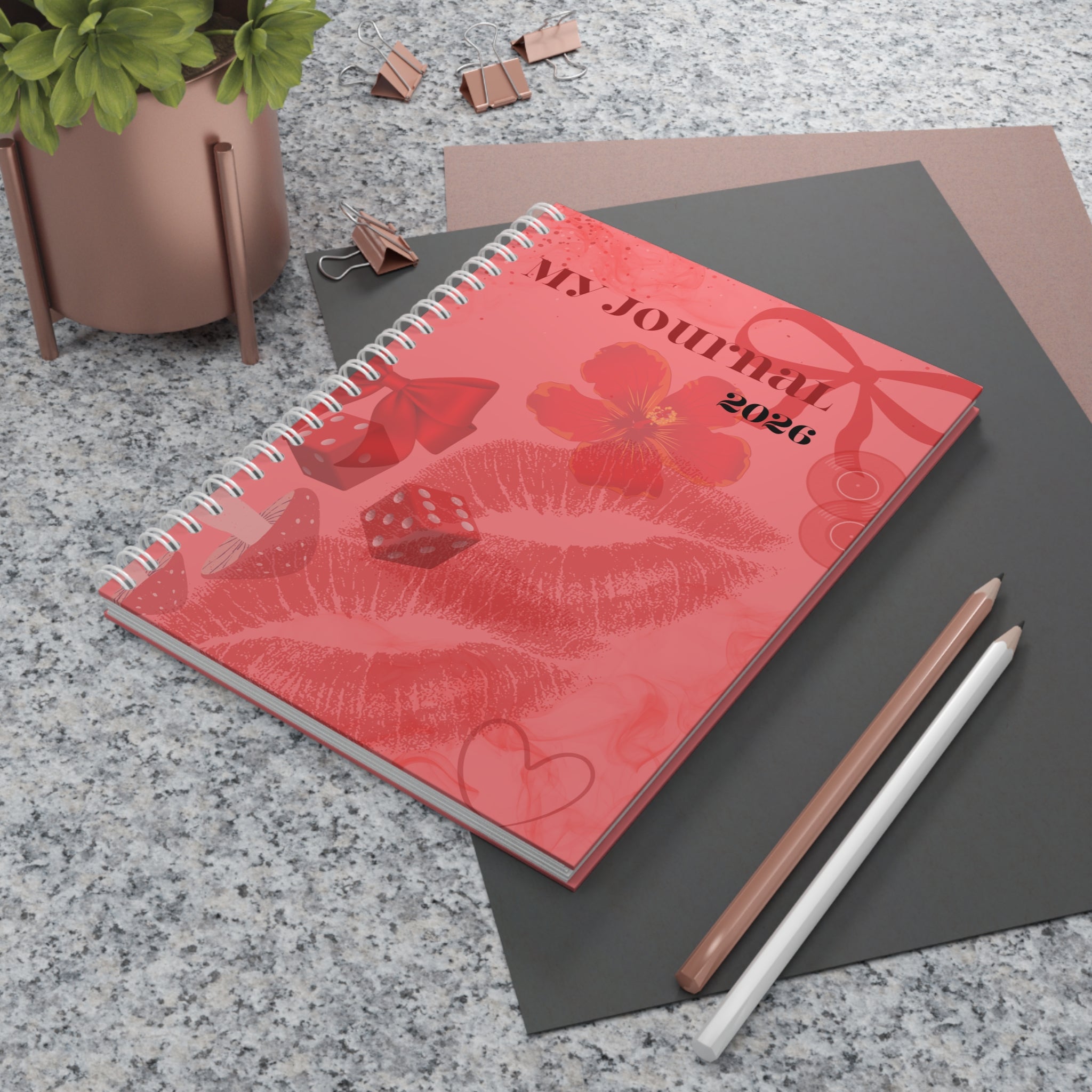 2026 Pink 'My Journal' Spiral Notebook – Floral Kissed Planner & Diary