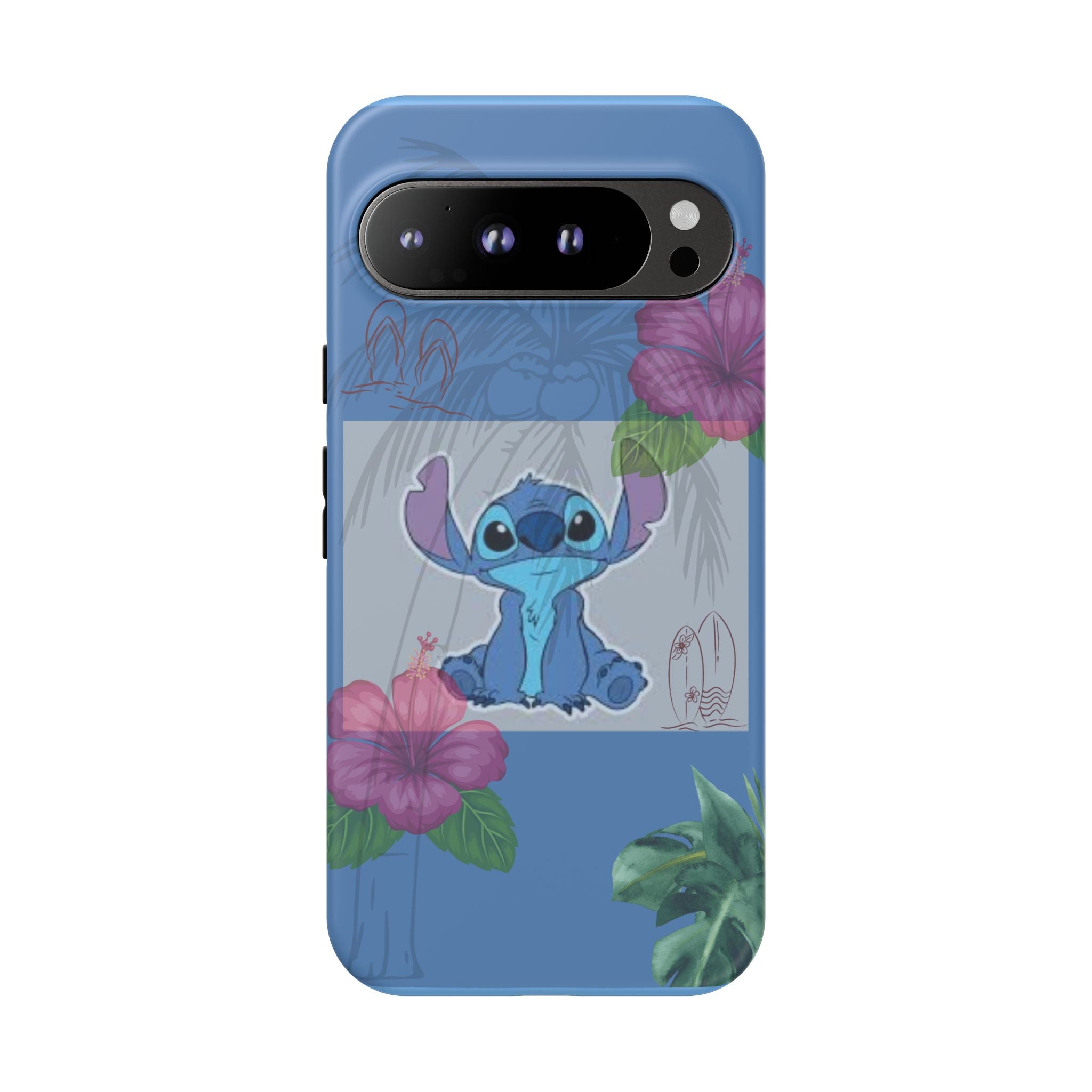 Stitch Tropical Tough Phone Case – Hawaiian Hibiscus Surfboard Design