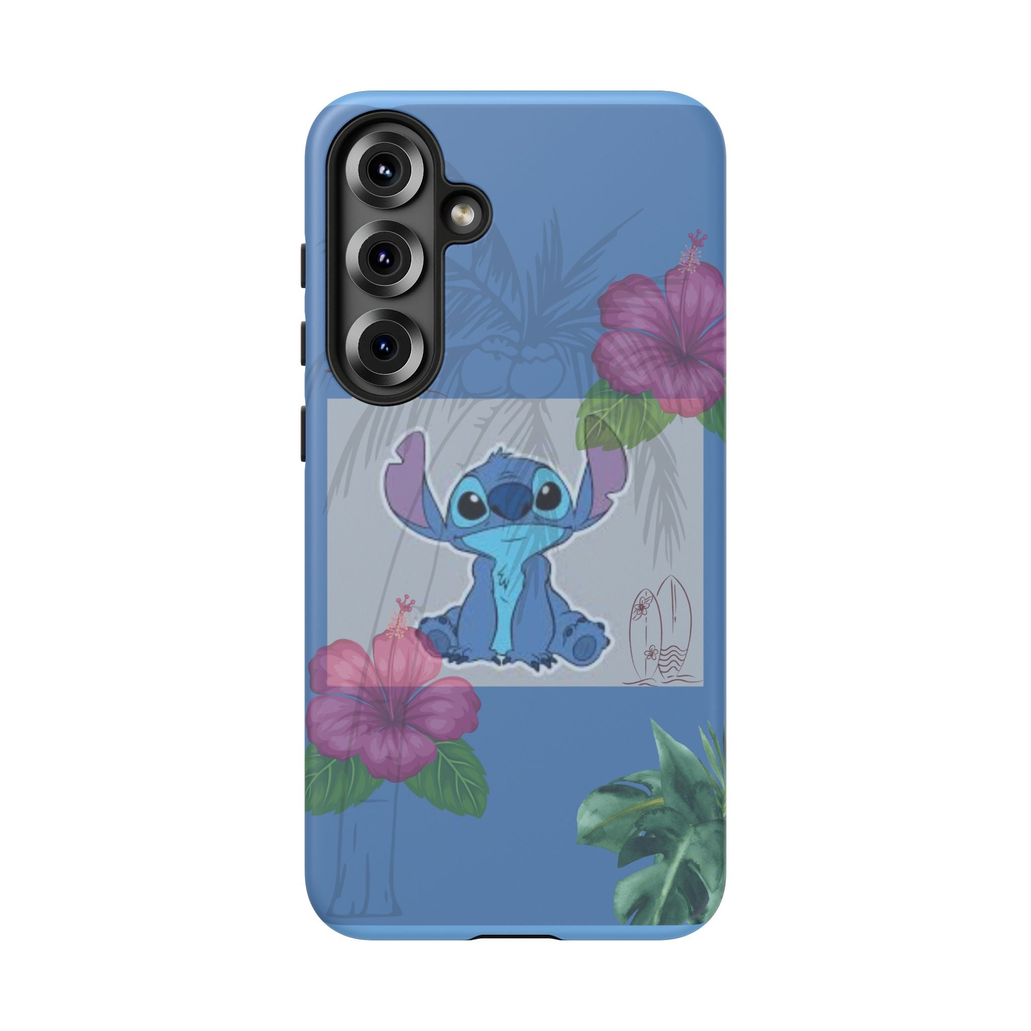 Stitch Tropical Tough Phone Case – Hawaiian Hibiscus Surfboard Design