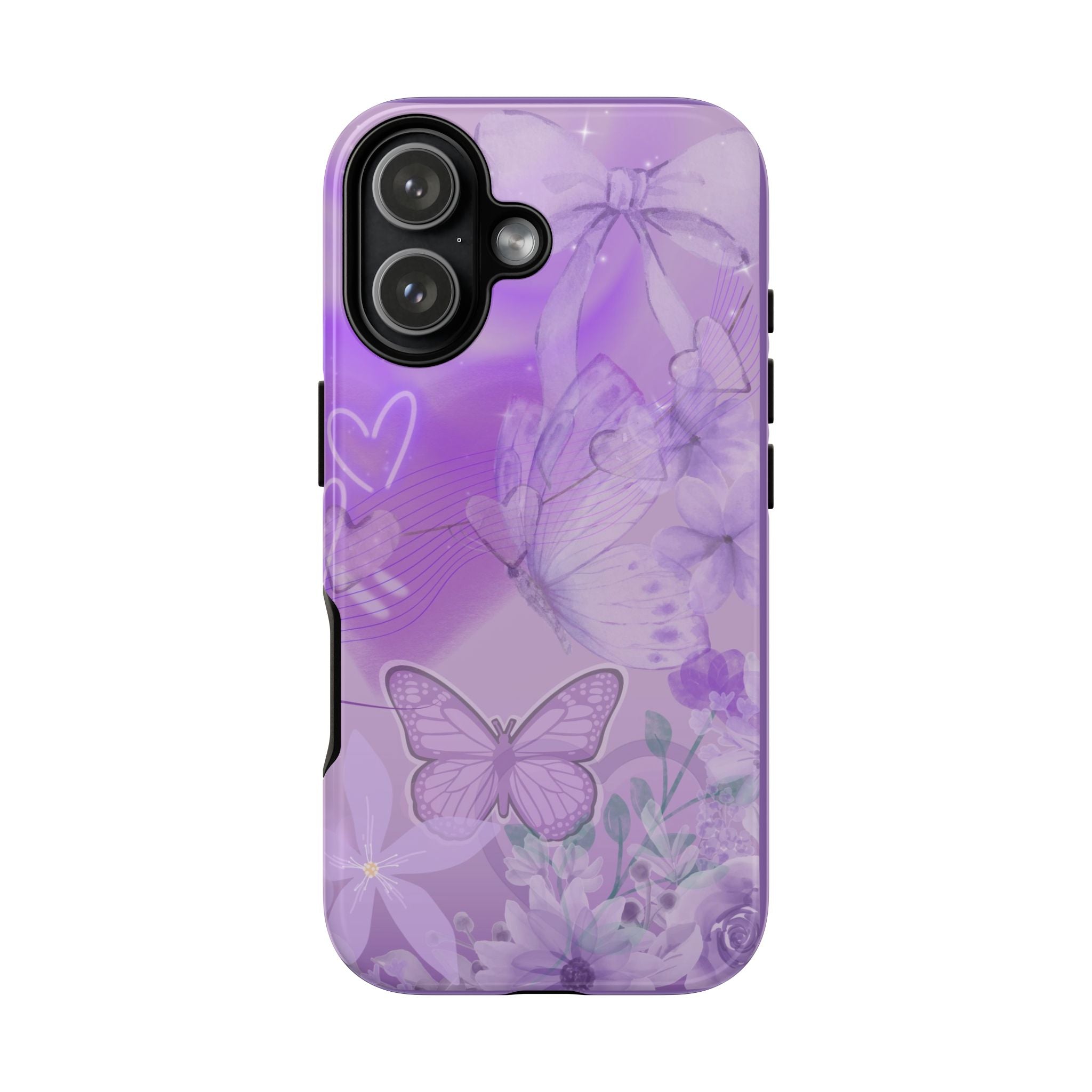 Purple Butterfly Tough Phone Case — Floral Protective iPhone Cover