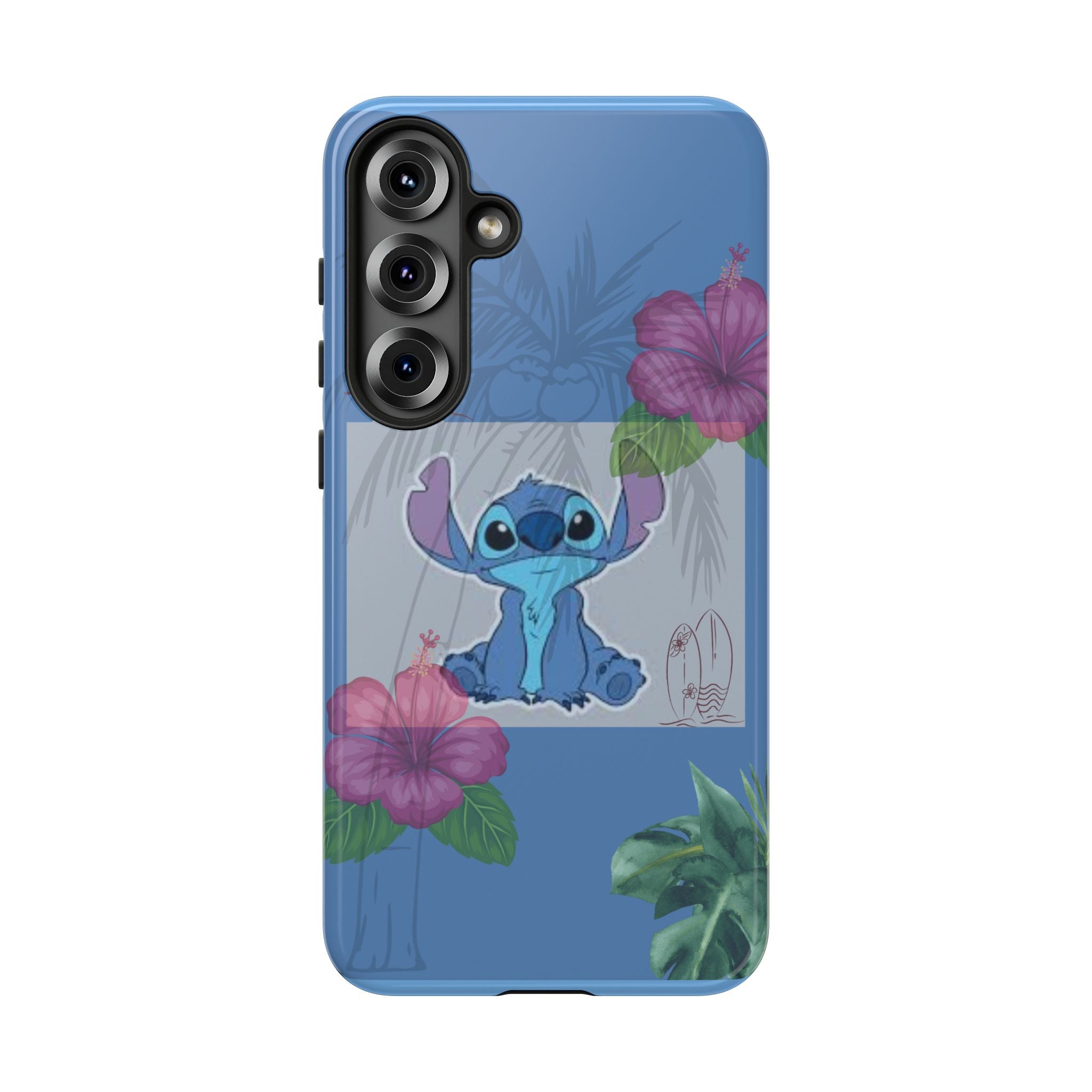 Stitch Tropical Tough Phone Case – Hawaiian Hibiscus Surfboard Design