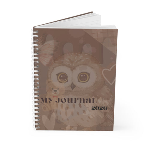 2026 Owl Journal Spiral Notebook — Cute Brown Owl My Journal Planner