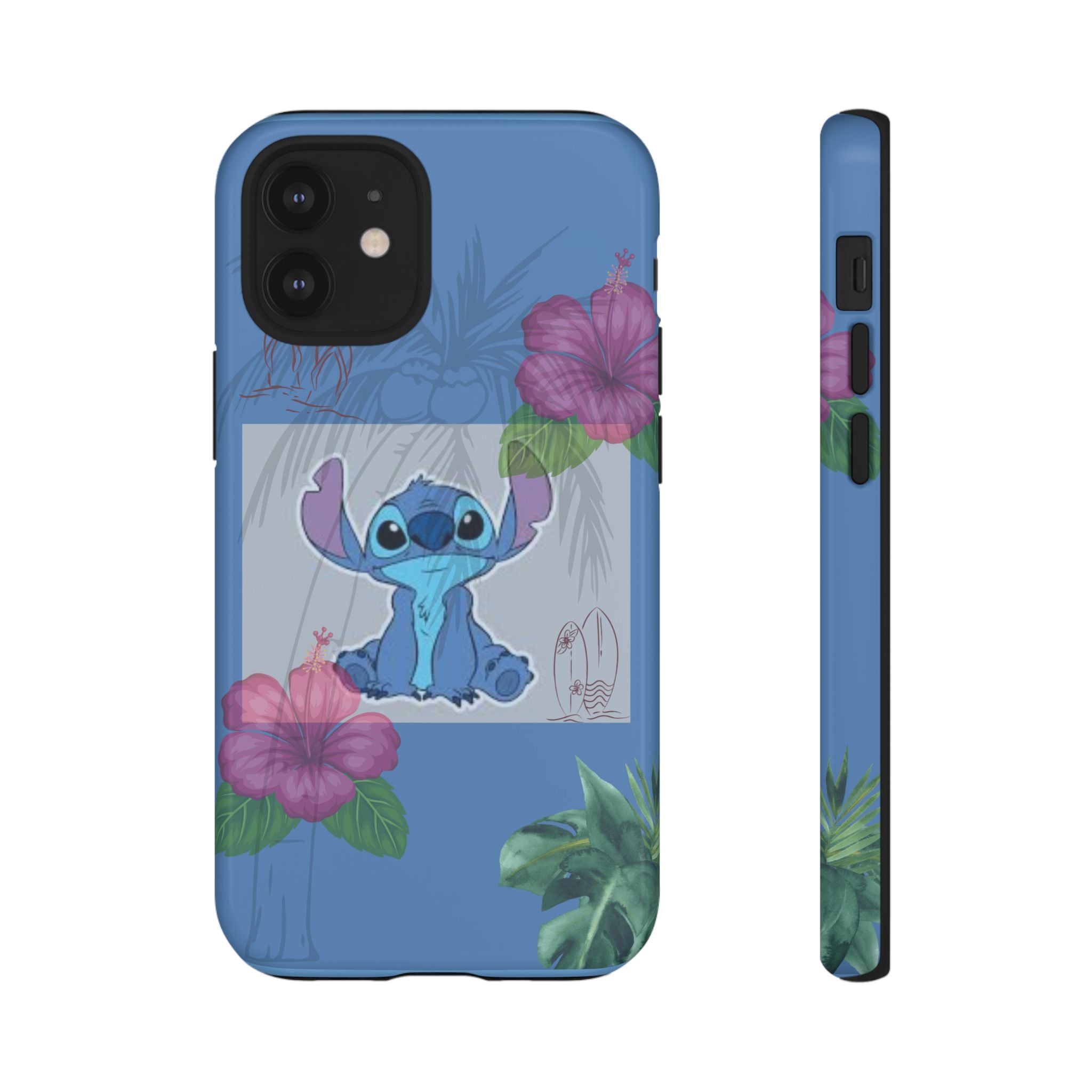 Stitch Tropical Tough Phone Case – Hawaiian Hibiscus Surfboard Design