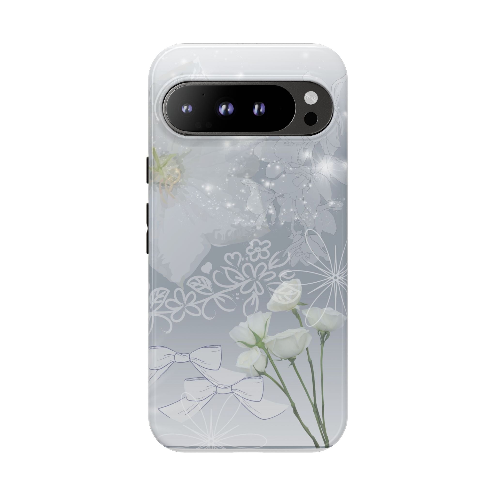 Floral White Rose Tough Phone Case — Protective Artistic Phone Cover