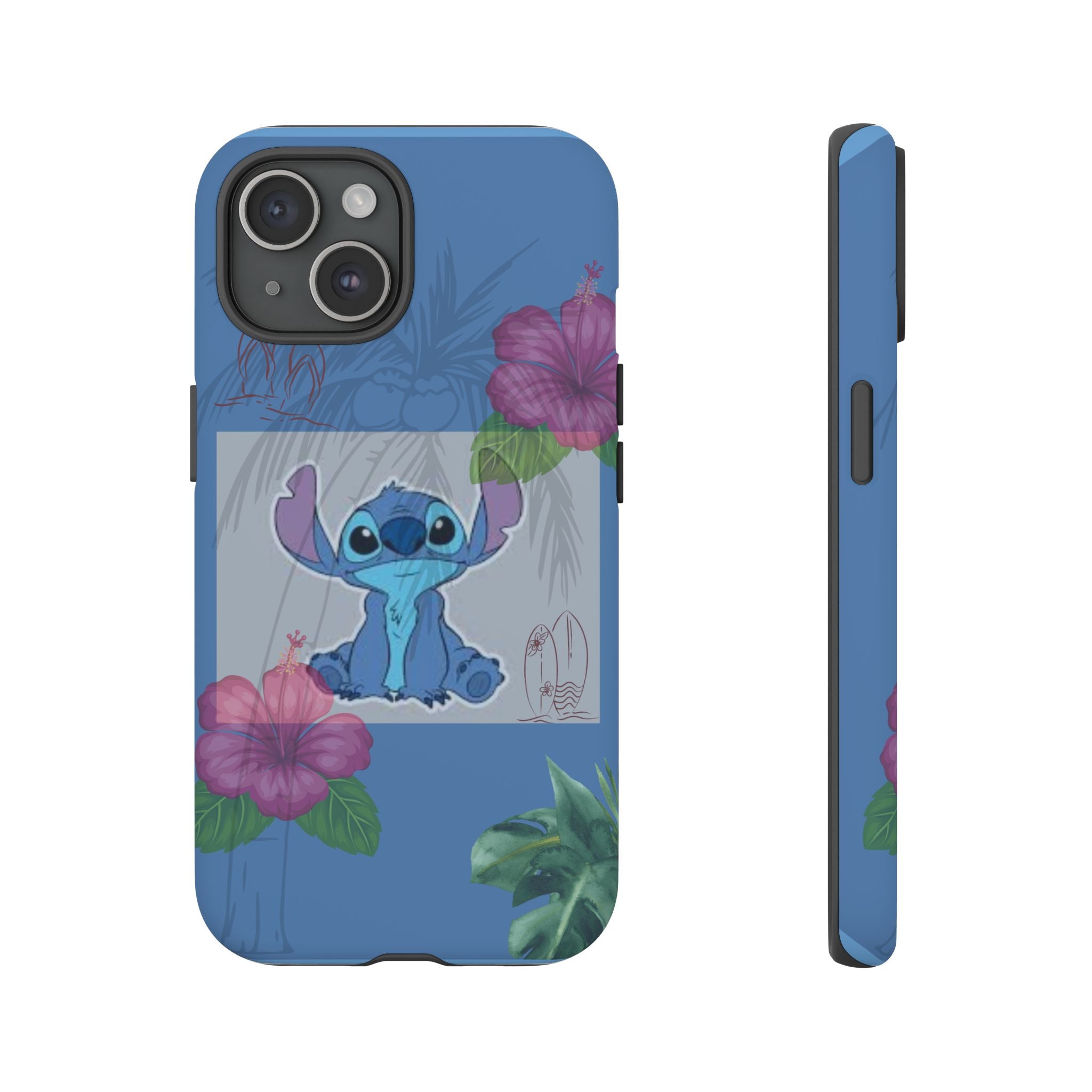 Stitch Tropical Tough Phone Case – Hawaiian Hibiscus Surfboard Design
