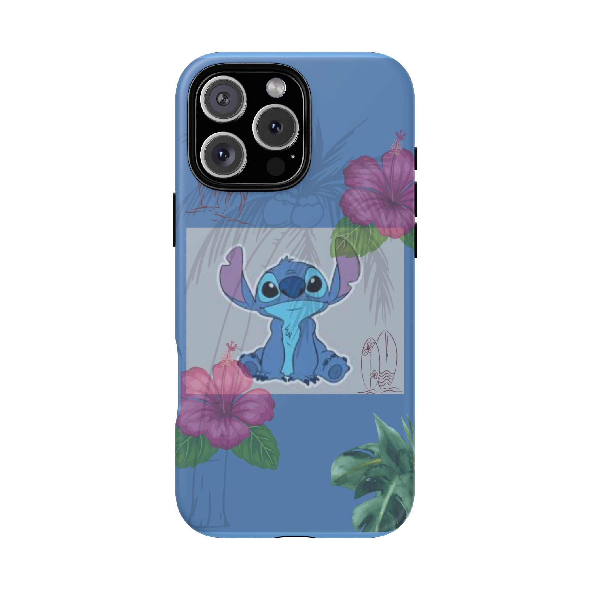 Stitch Tropical Tough Phone Case – Hawaiian Hibiscus Surfboard Design