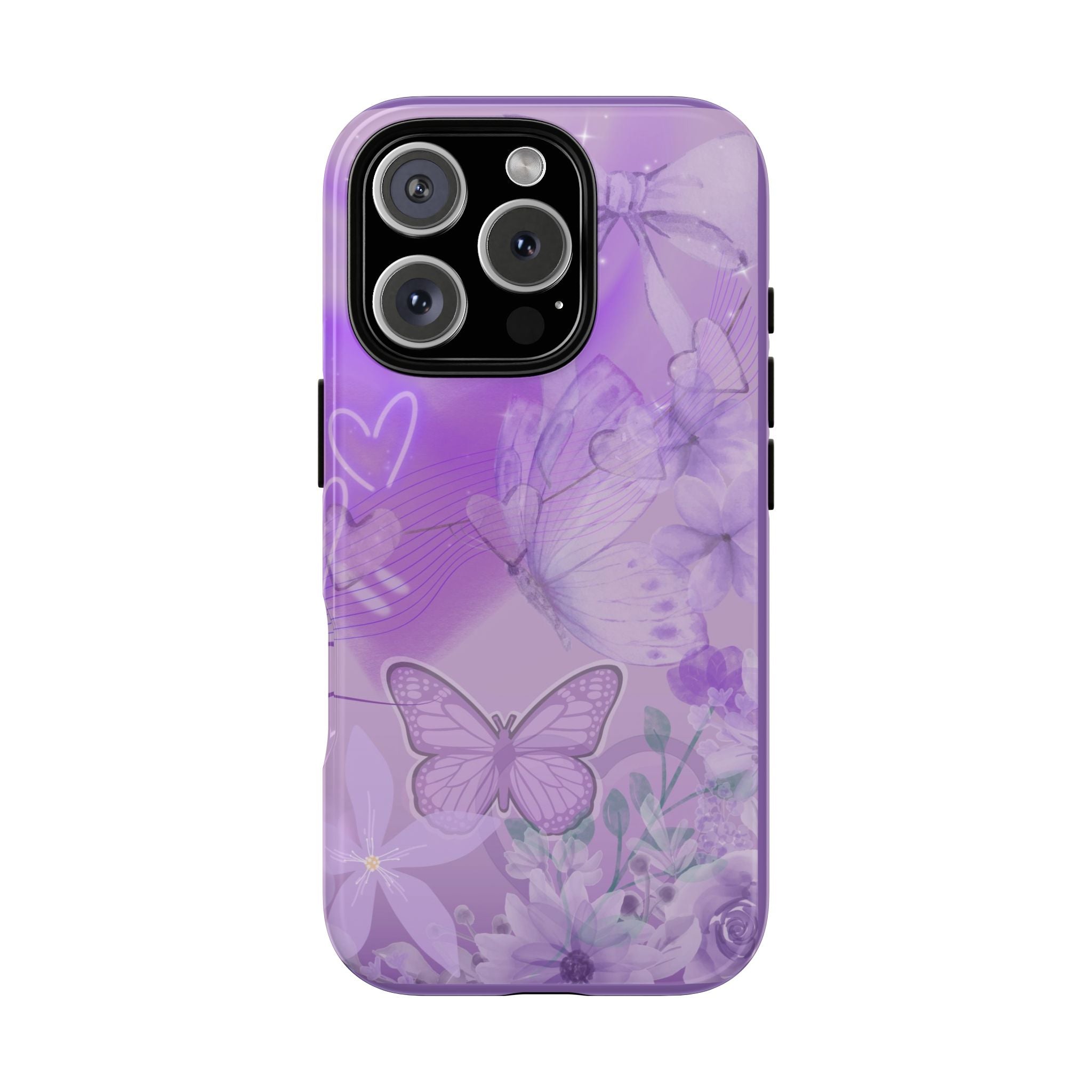 Purple Butterfly Tough Phone Case — Floral Protective iPhone Cover