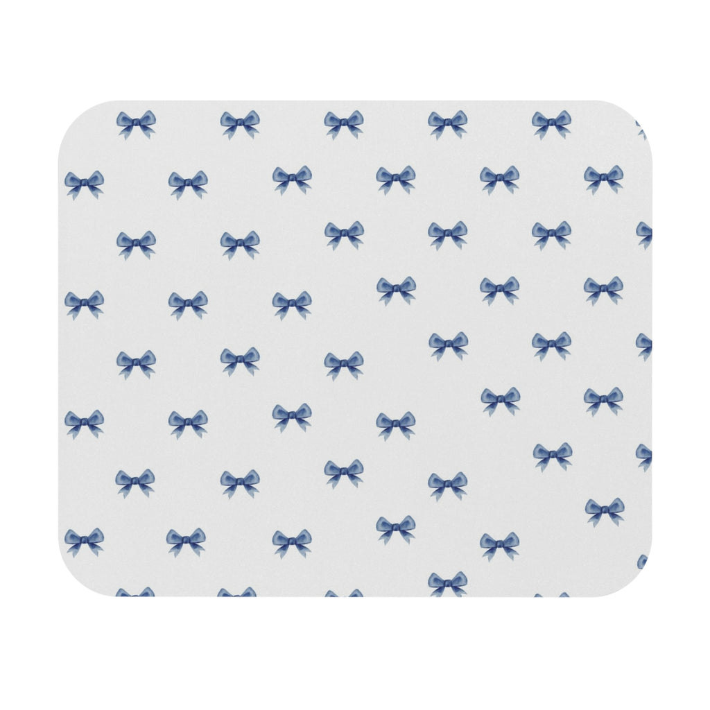 Blue Watercolor Bow Pattern Mouse Pad — Feminine Desk Accessory
