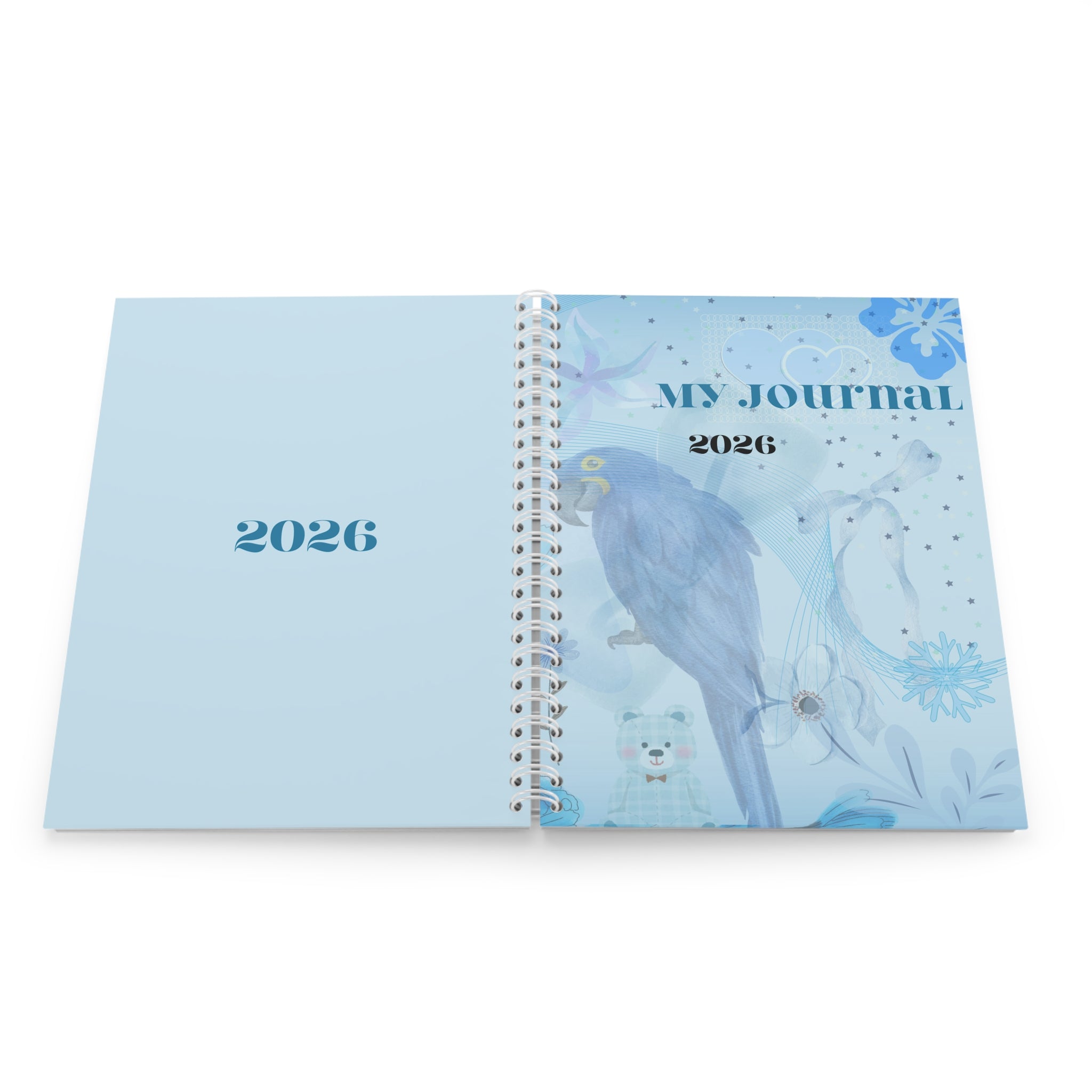 2026 Blue Parrot Spiral Notebook — My Journal Cute Floral Planner