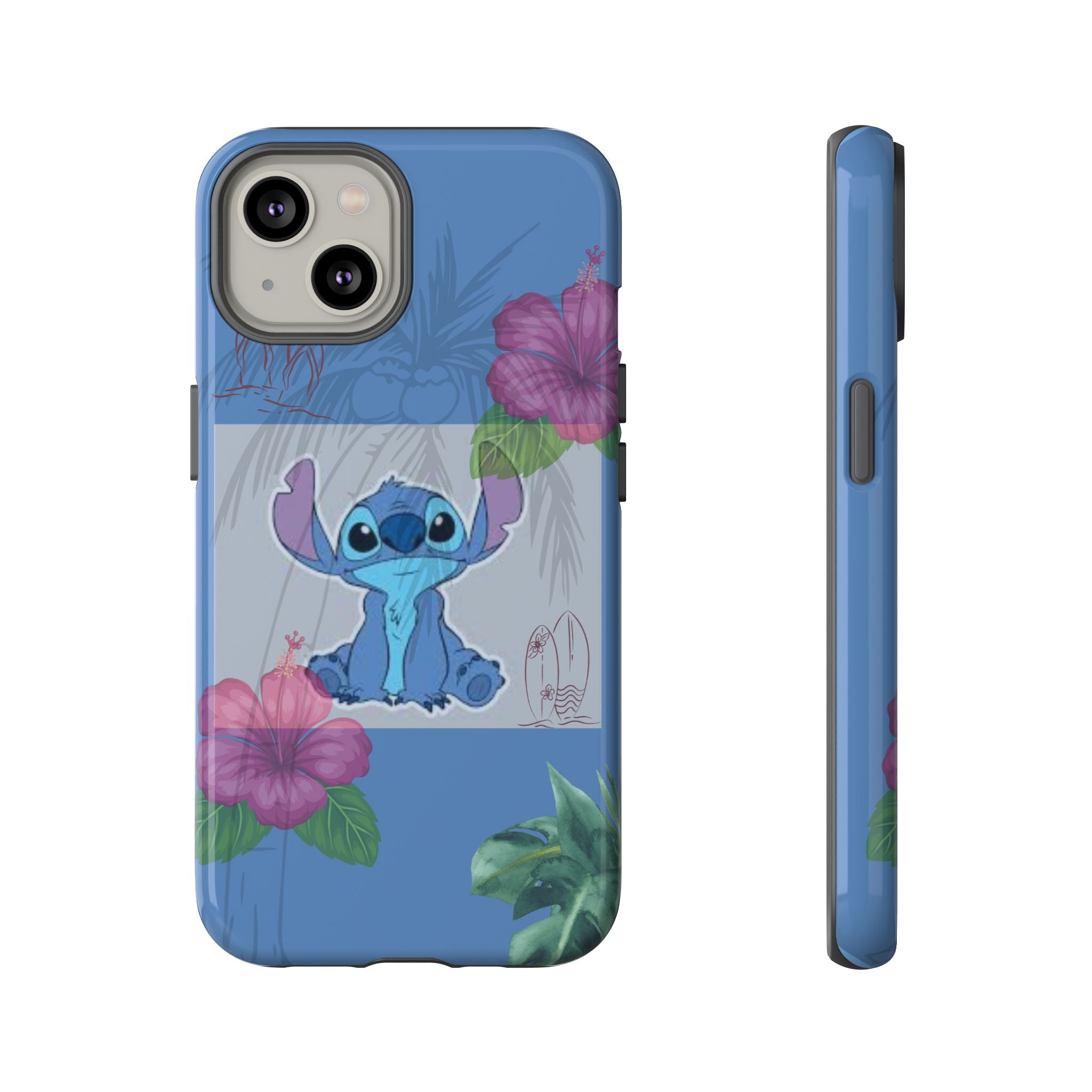Stitch Tropical Tough Phone Case – Hawaiian Hibiscus Surfboard Design