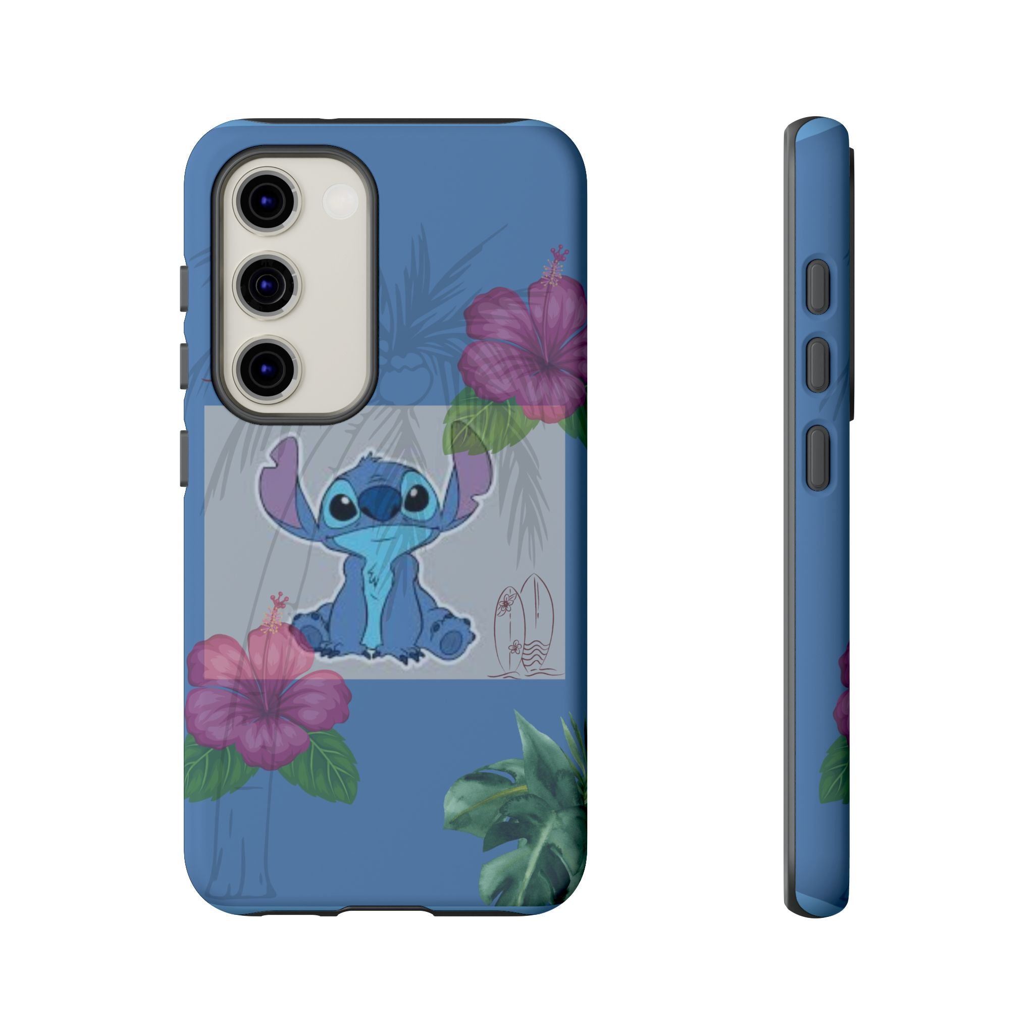 Stitch Tropical Tough Phone Case – Hawaiian Hibiscus Surfboard Design