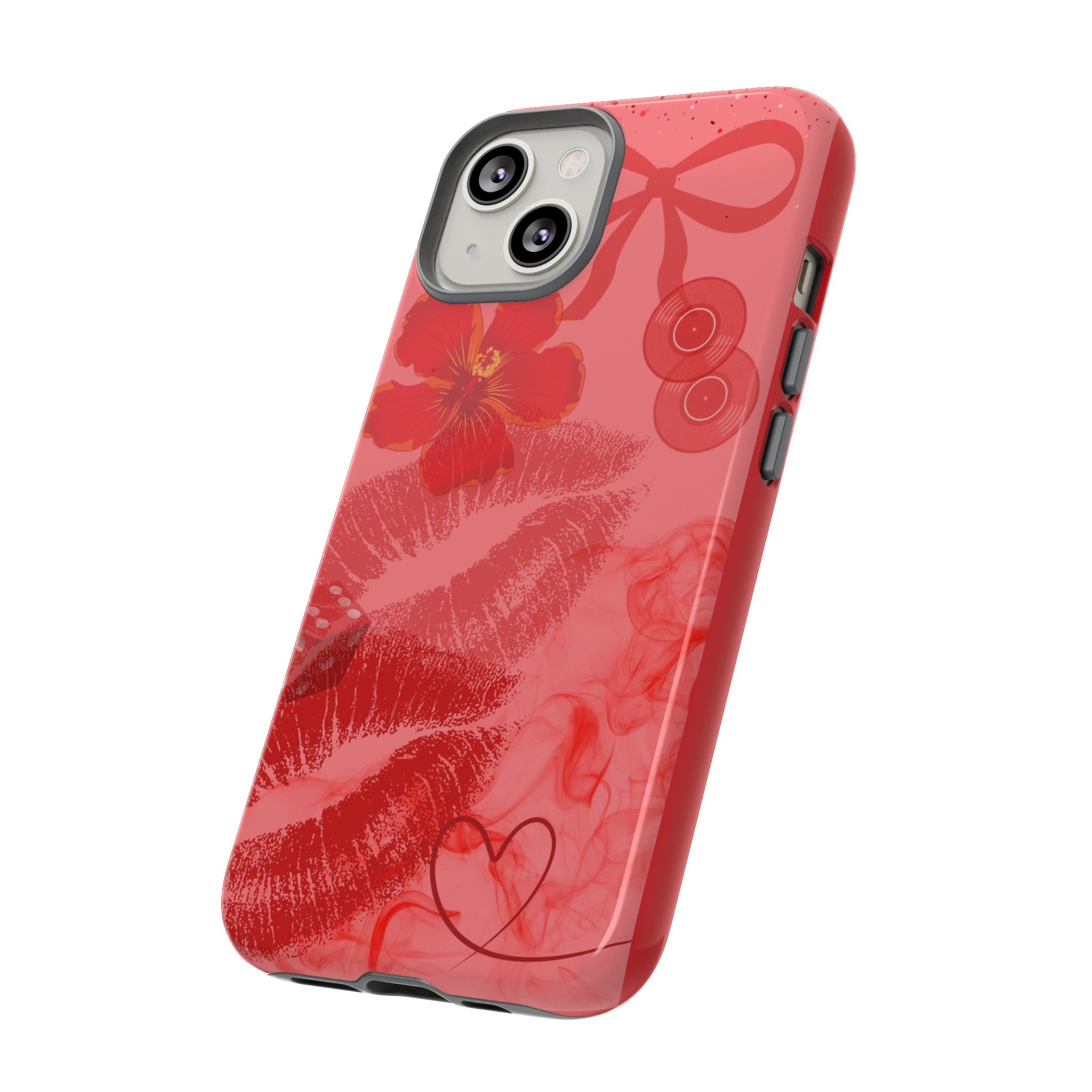 Red Kiss Floral Phone Case — Tough Cases Shockproof Cover for iPhone