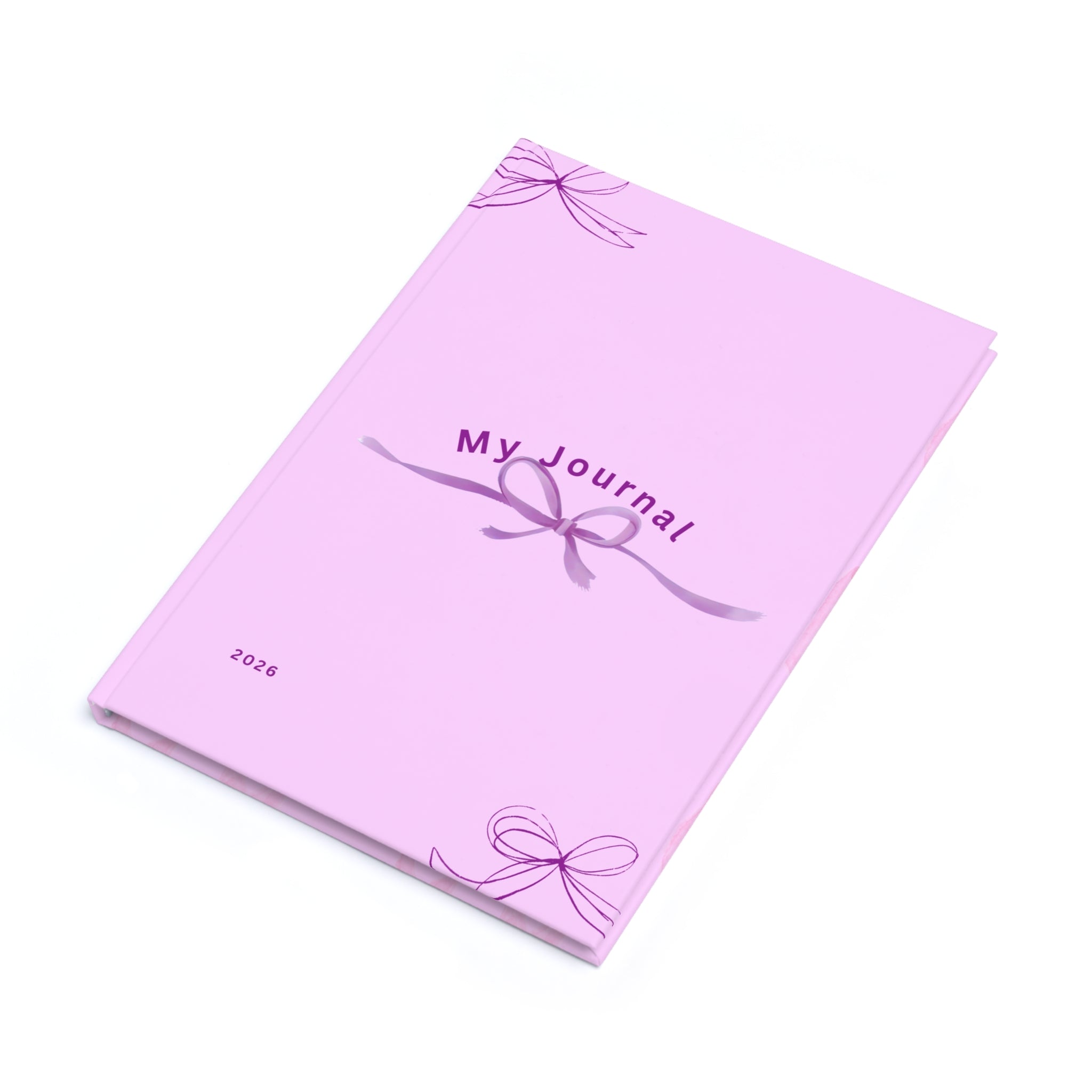Hardcover Journal — Pink Ribbon Bow A5 Notebook ("My Journal" 2026)