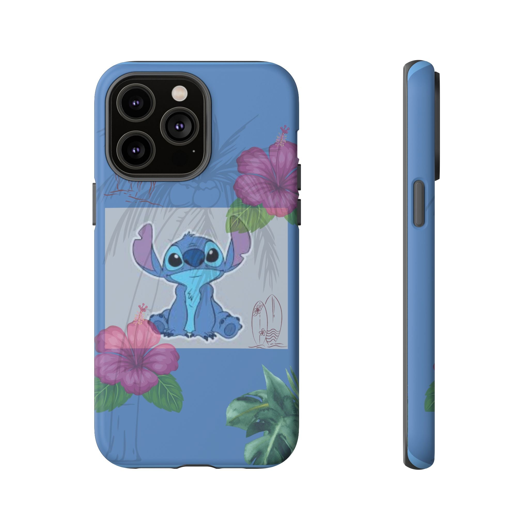 Stitch Tropical Tough Phone Case – Hawaiian Hibiscus Surfboard Design