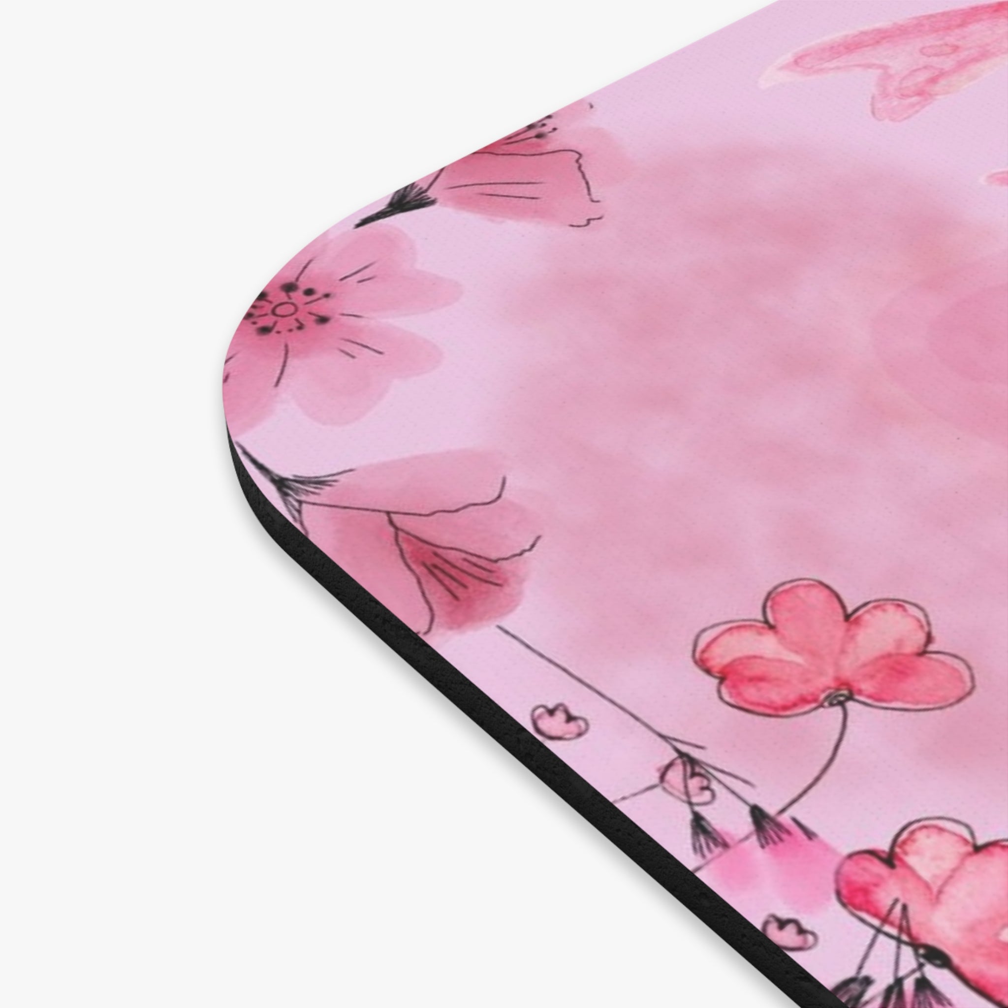 Pink Kawaii Heart & Bears Rectangle Mouse Pad — Cute Pastel Desk Mat for Teens & Gamers