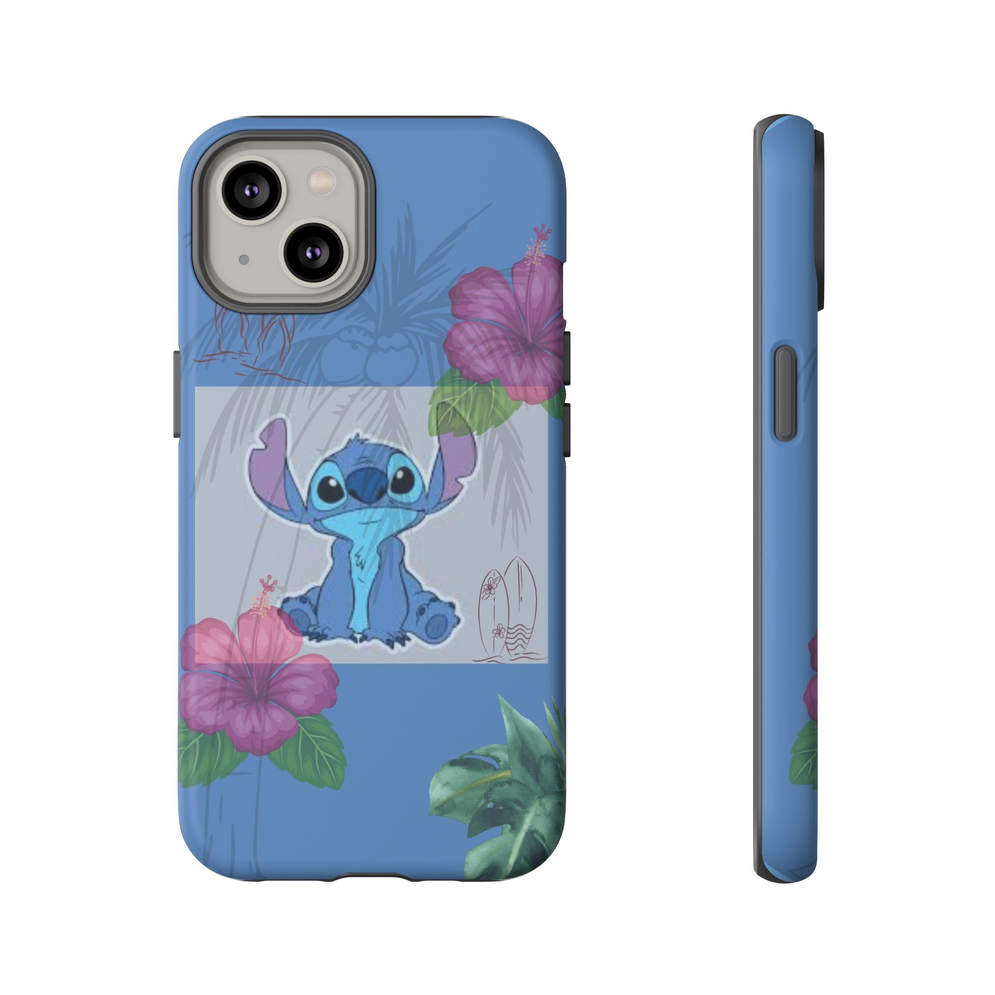 Stitch Tropical Tough Phone Case – Hawaiian Hibiscus Surfboard Design