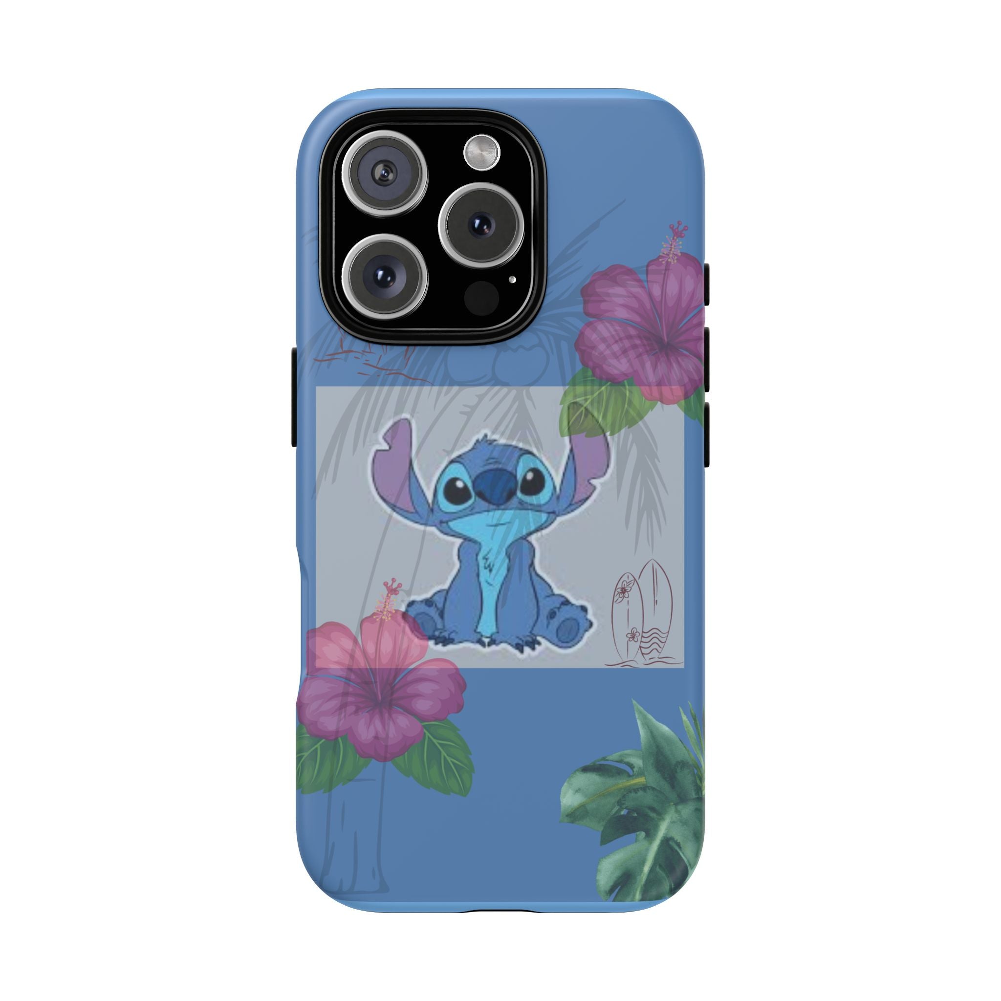 Stitch Tropical Tough Phone Case – Hawaiian Hibiscus Surfboard Design
