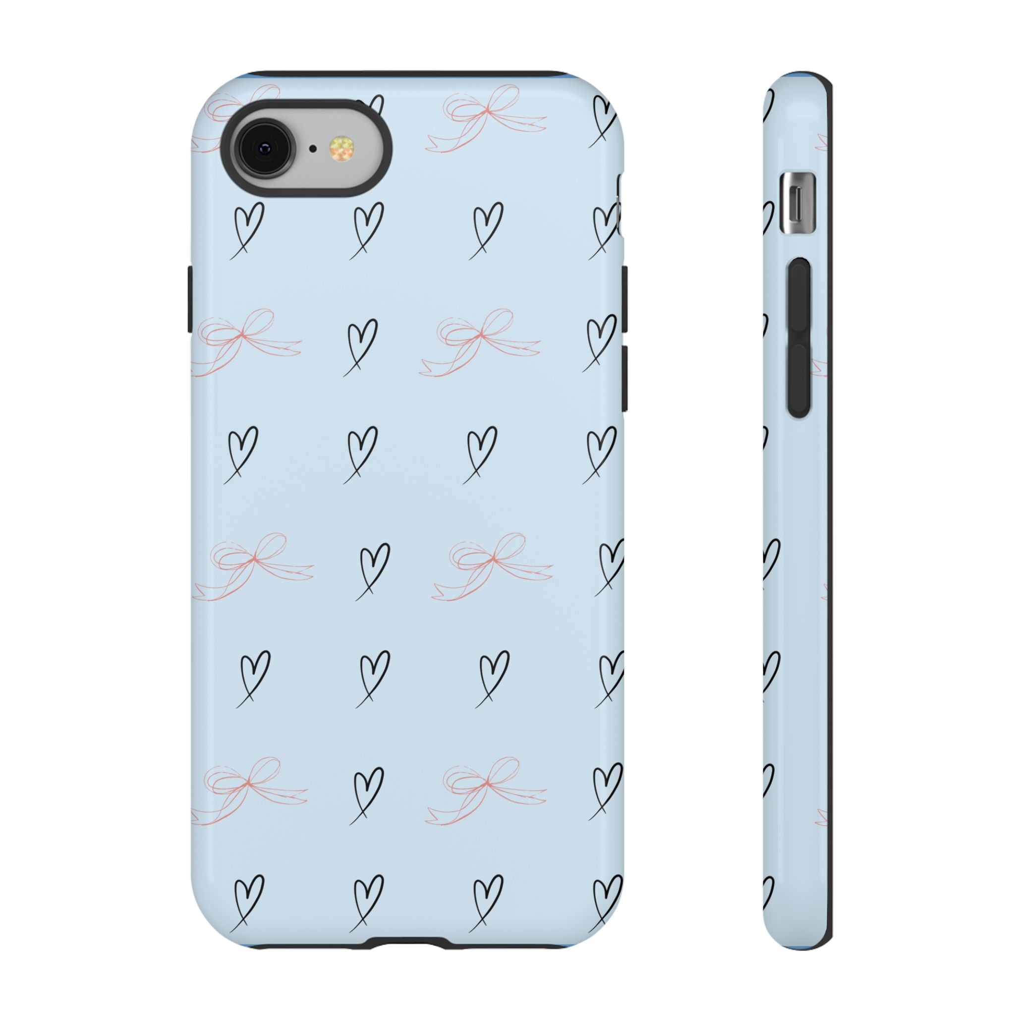 Heart Doodle Tough Phone Case — Pastel Blue Protective Phone Cover