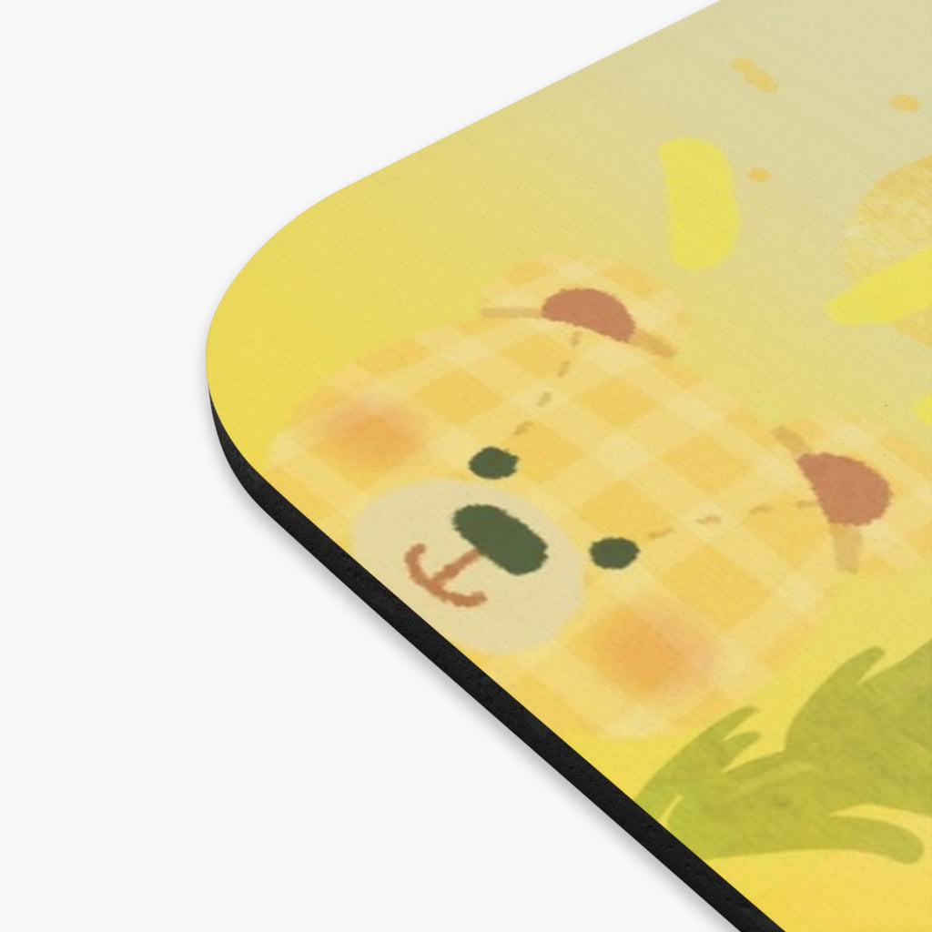 Yellow Floral Bear Mouse Pad — Cute Spring Desk Accessory