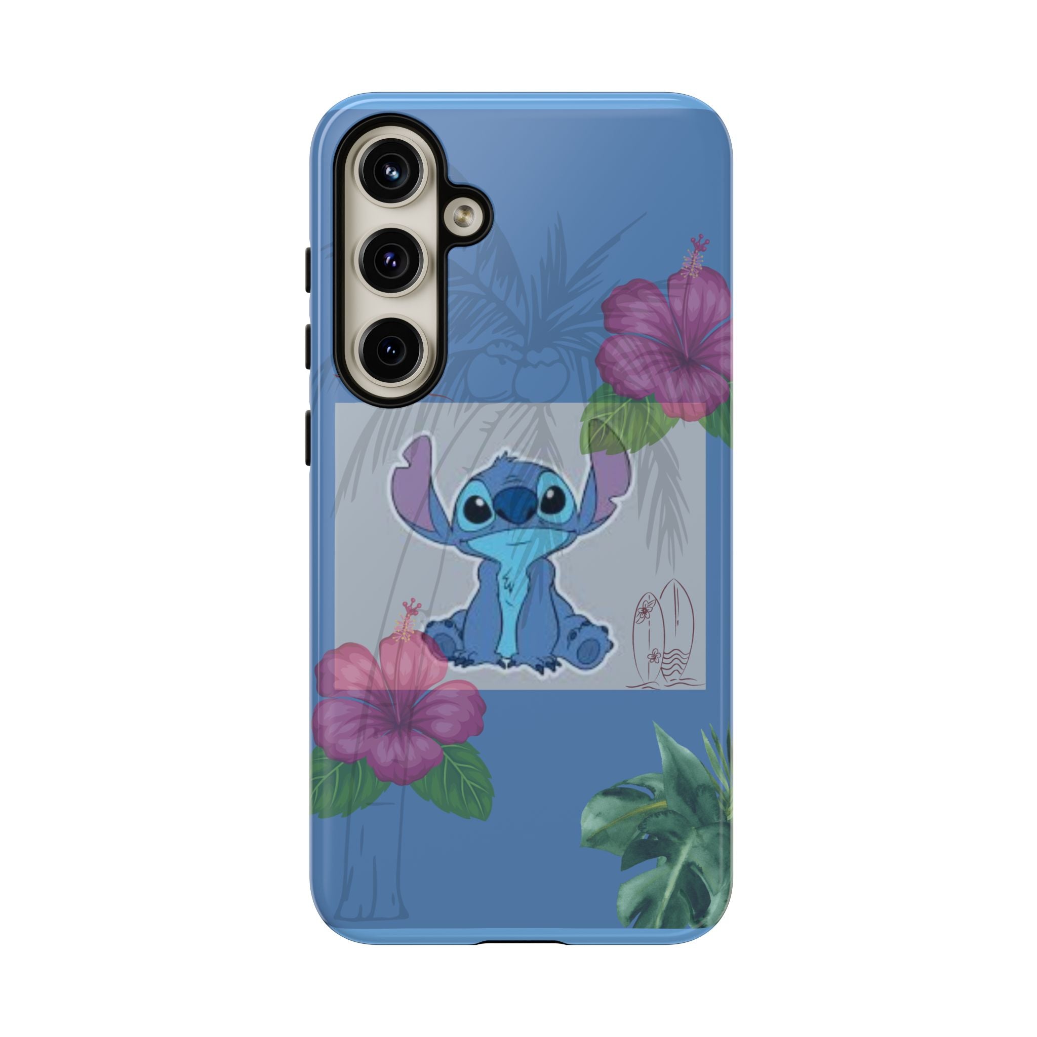 Stitch Tropical Tough Phone Case – Hawaiian Hibiscus Surfboard Design