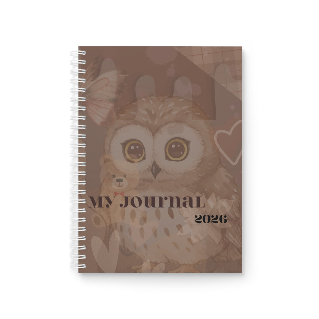 2026 Owl Journal Spiral Notebook — Cute Brown Owl My Journal Planner