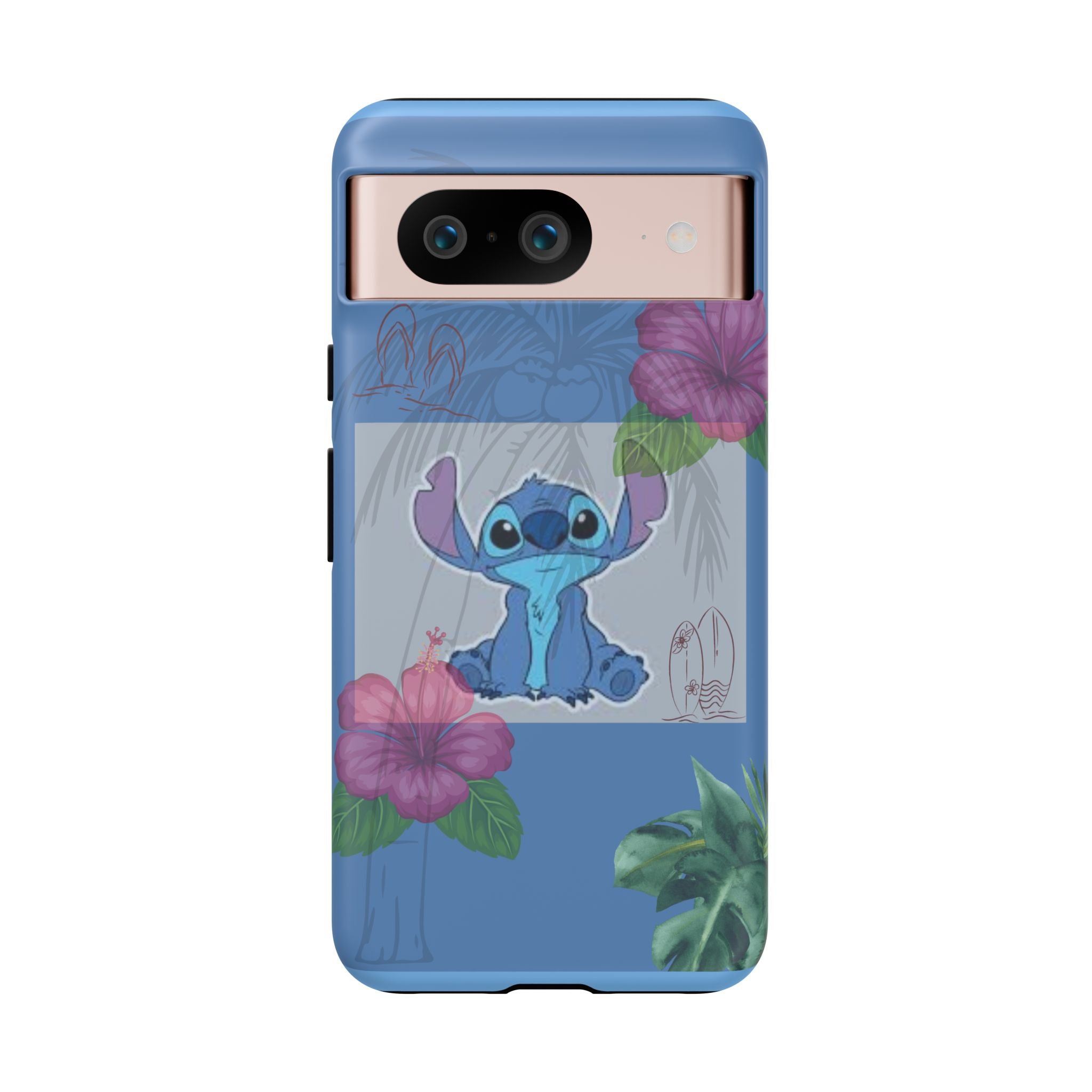 Stitch Tropical Tough Phone Case – Hawaiian Hibiscus Surfboard Design