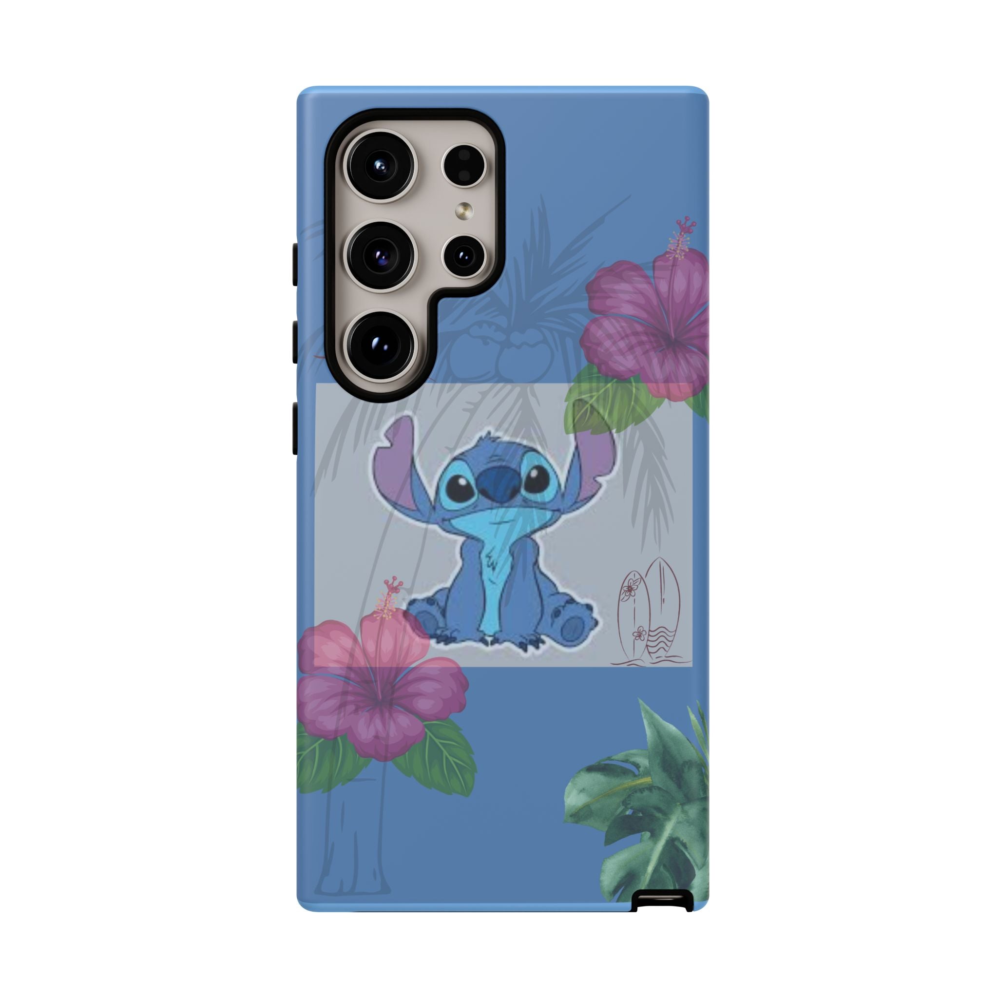 Stitch Tropical Tough Phone Case – Hawaiian Hibiscus Surfboard Design