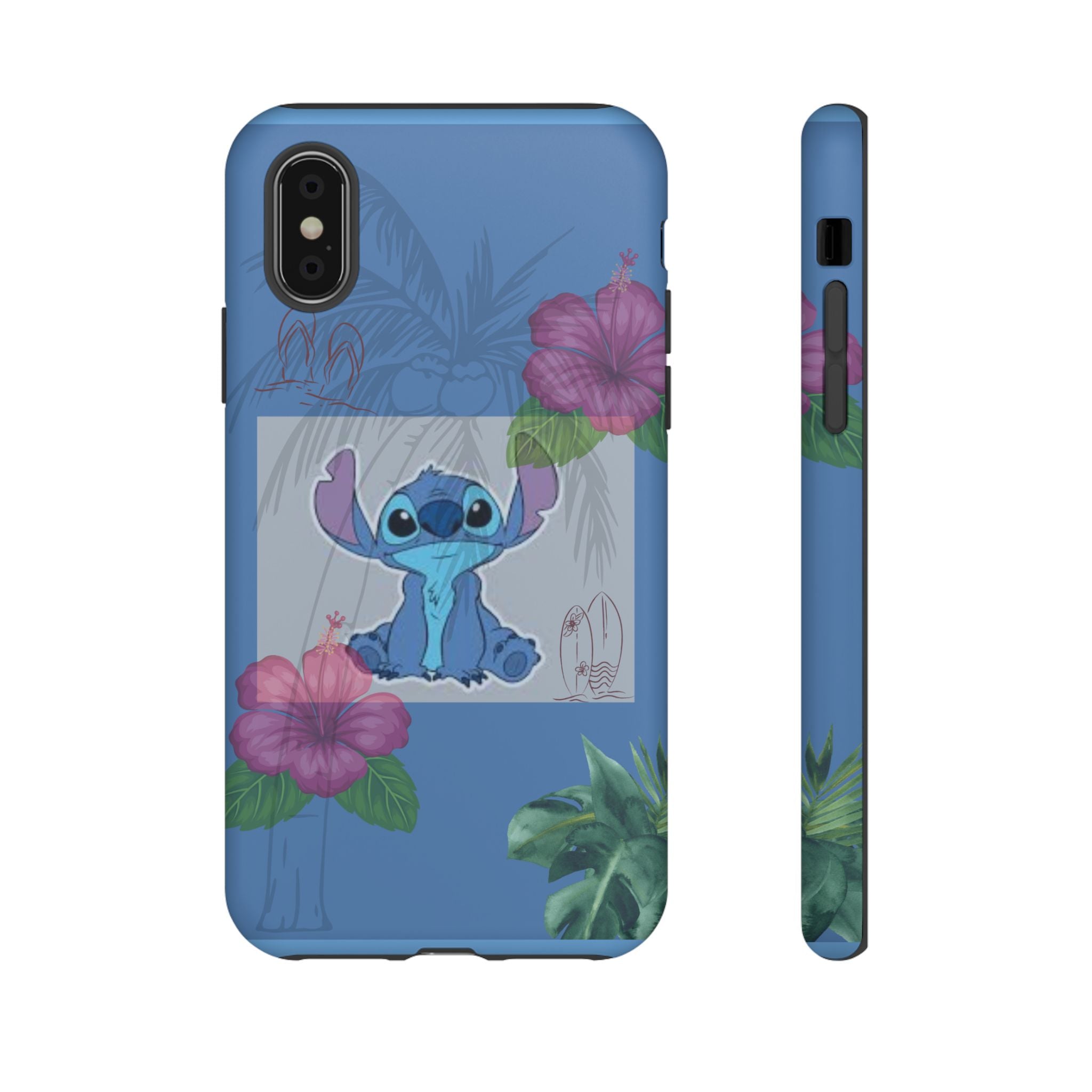 Stitch Tropical Tough Phone Case – Hawaiian Hibiscus Surfboard Design