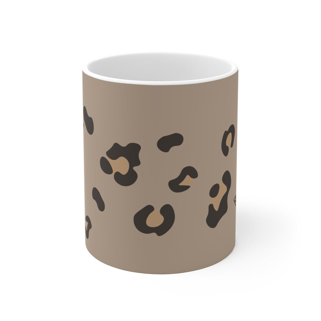 Leopard Print Star Ceramic Mug — Brown Animal Pattern Coffee Cup