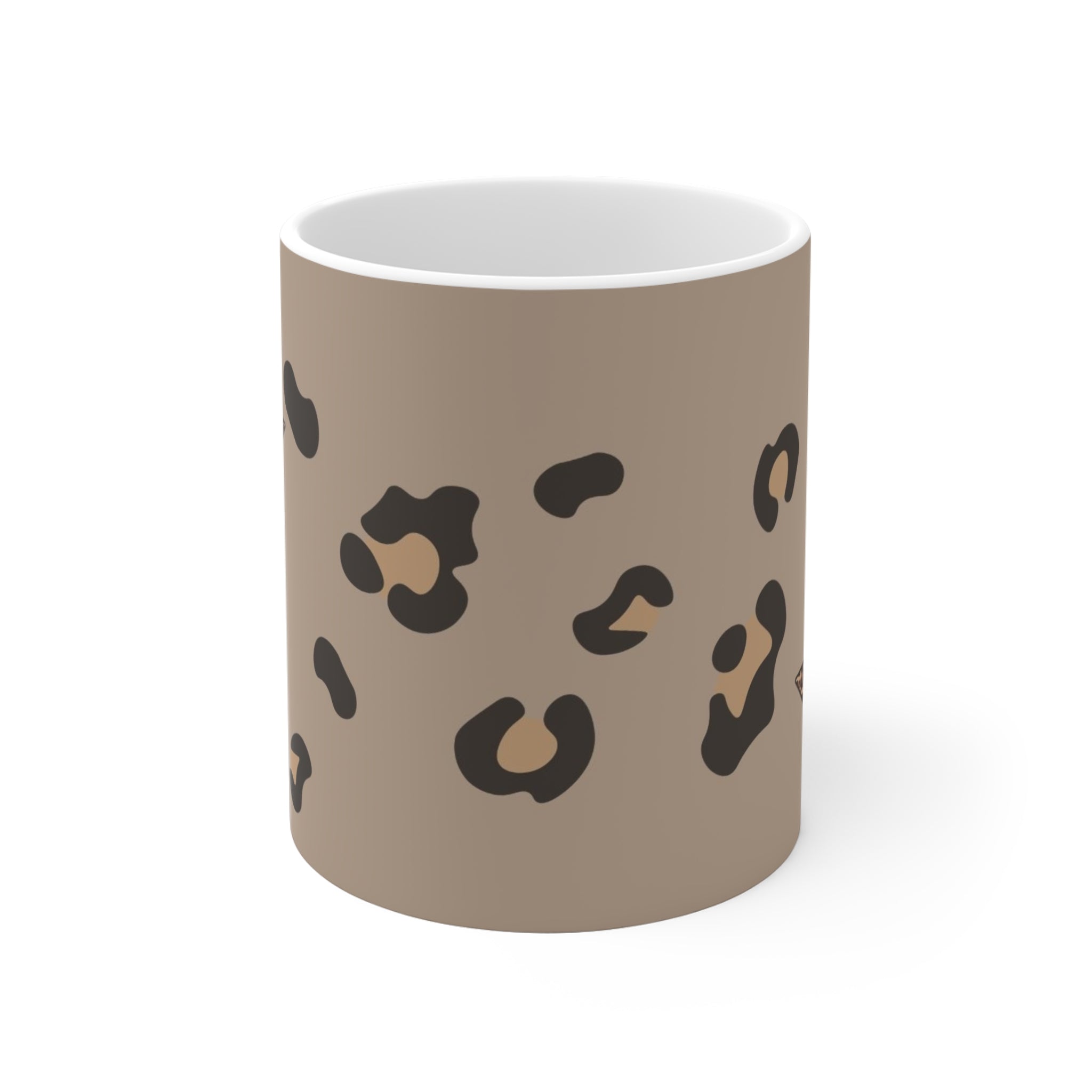 Leopard Print Star Ceramic Mug — Brown Animal Pattern Coffee Cup